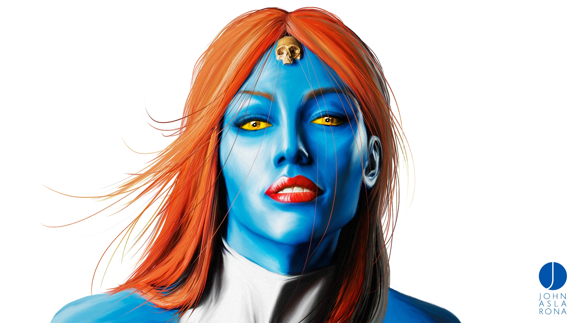 Artistic Blue Face Mystique Marvel Comics Raven Darkholme 1920x1080