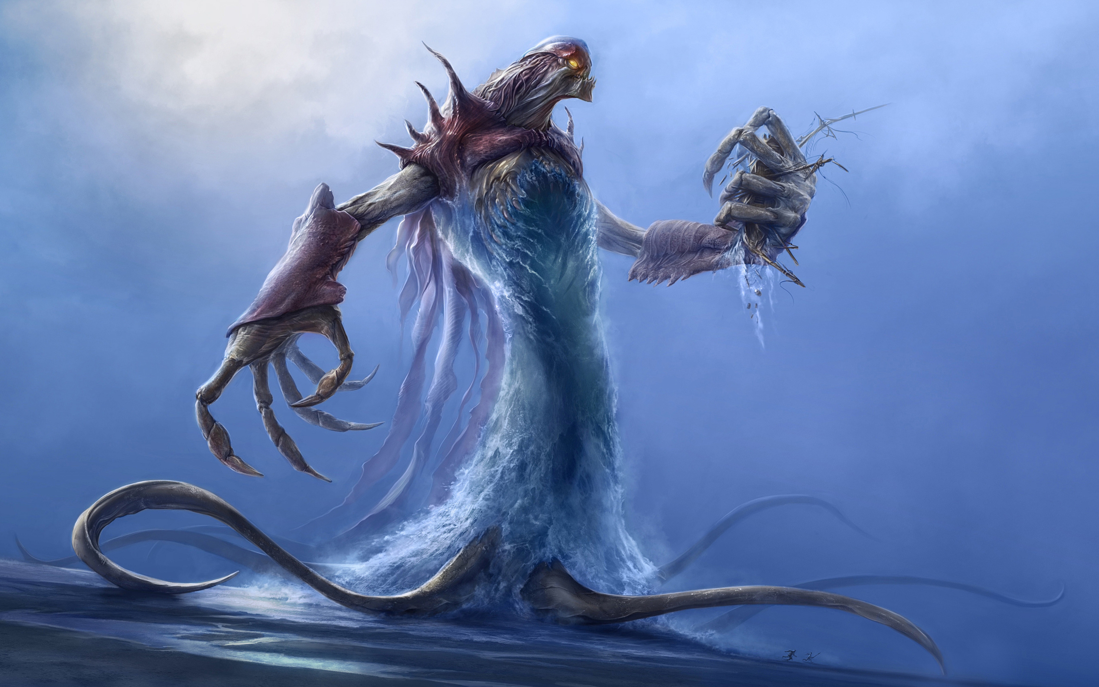Monster Sea Blue Creature 3840x2400