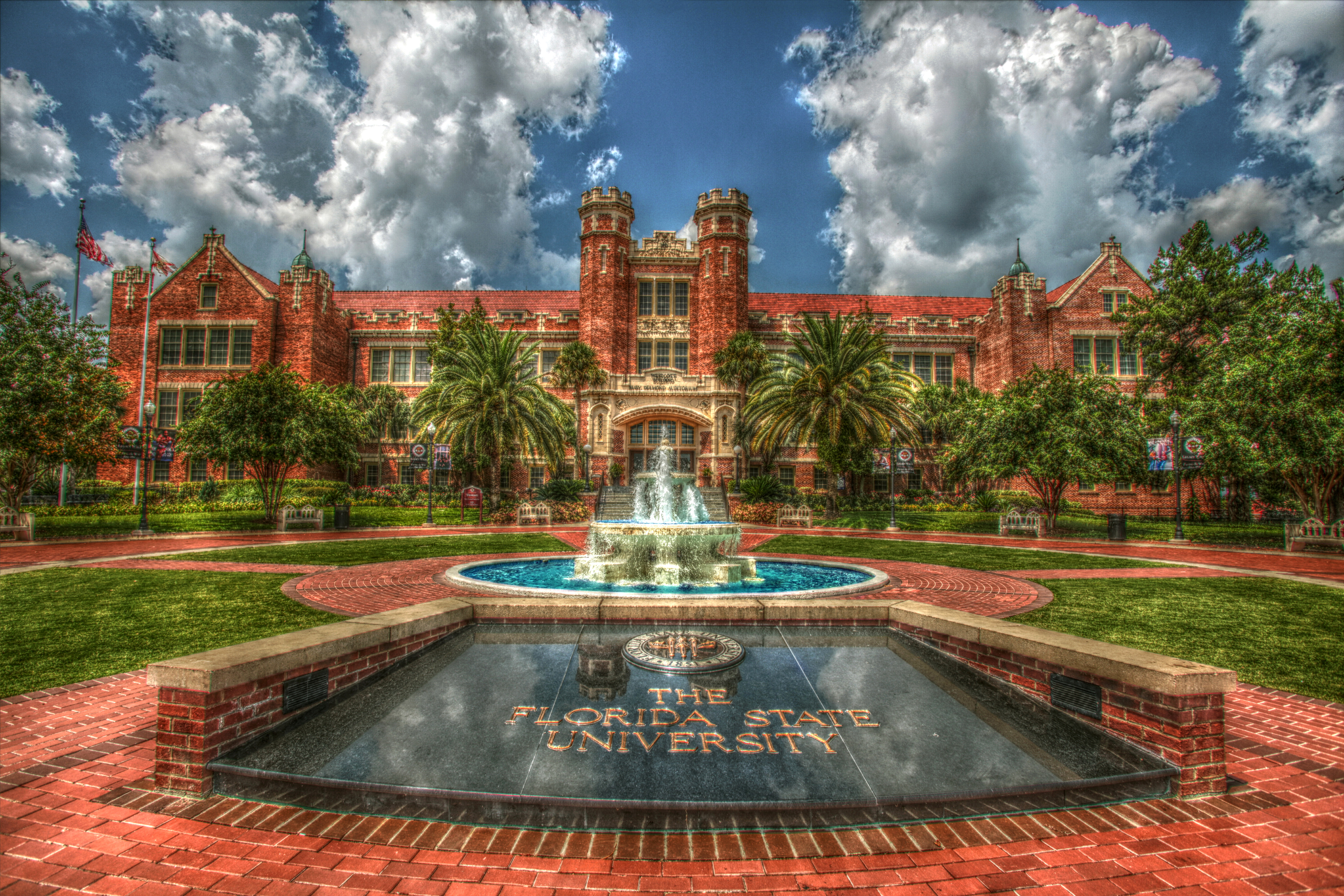 College Florida Florida State University Fountain Hdr Palm Tree University 5616x3744