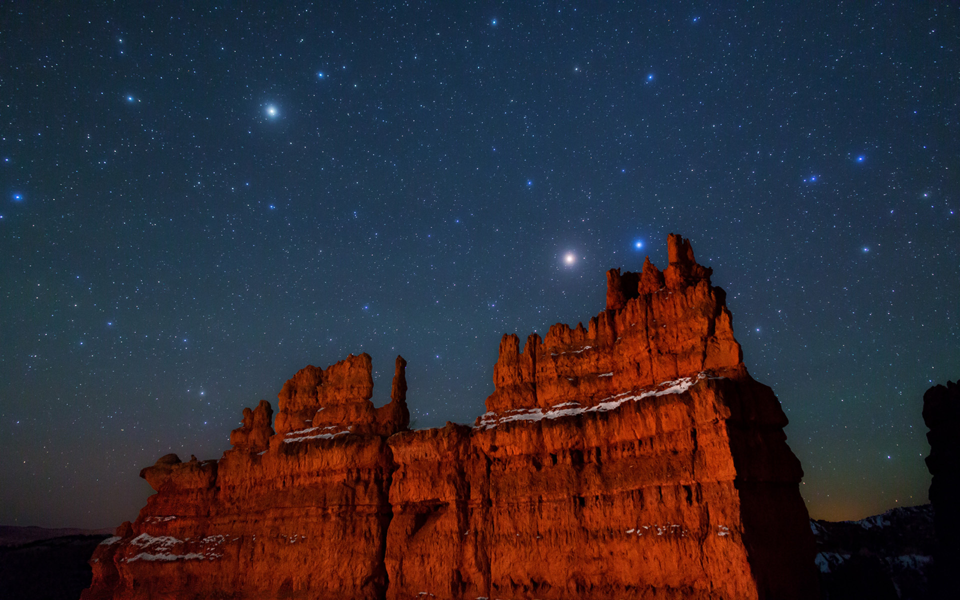 Earth Canyon Bryce Canyon National Park Night Sky Starry Sky Stars 1920x1200