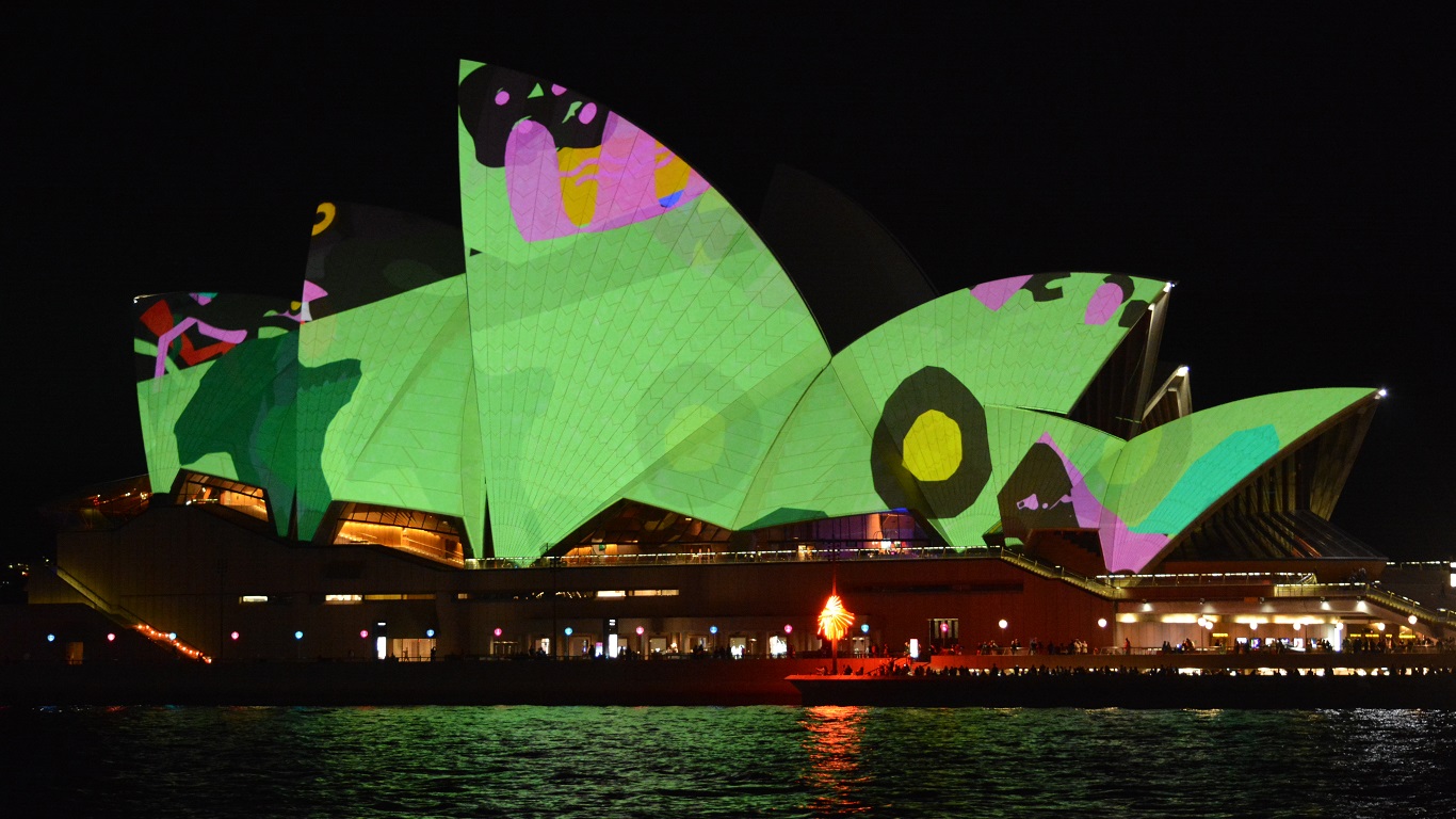 Architecture Australia Colorful Colors Festival Light Night Sydney Sydney Opera House 1366x768