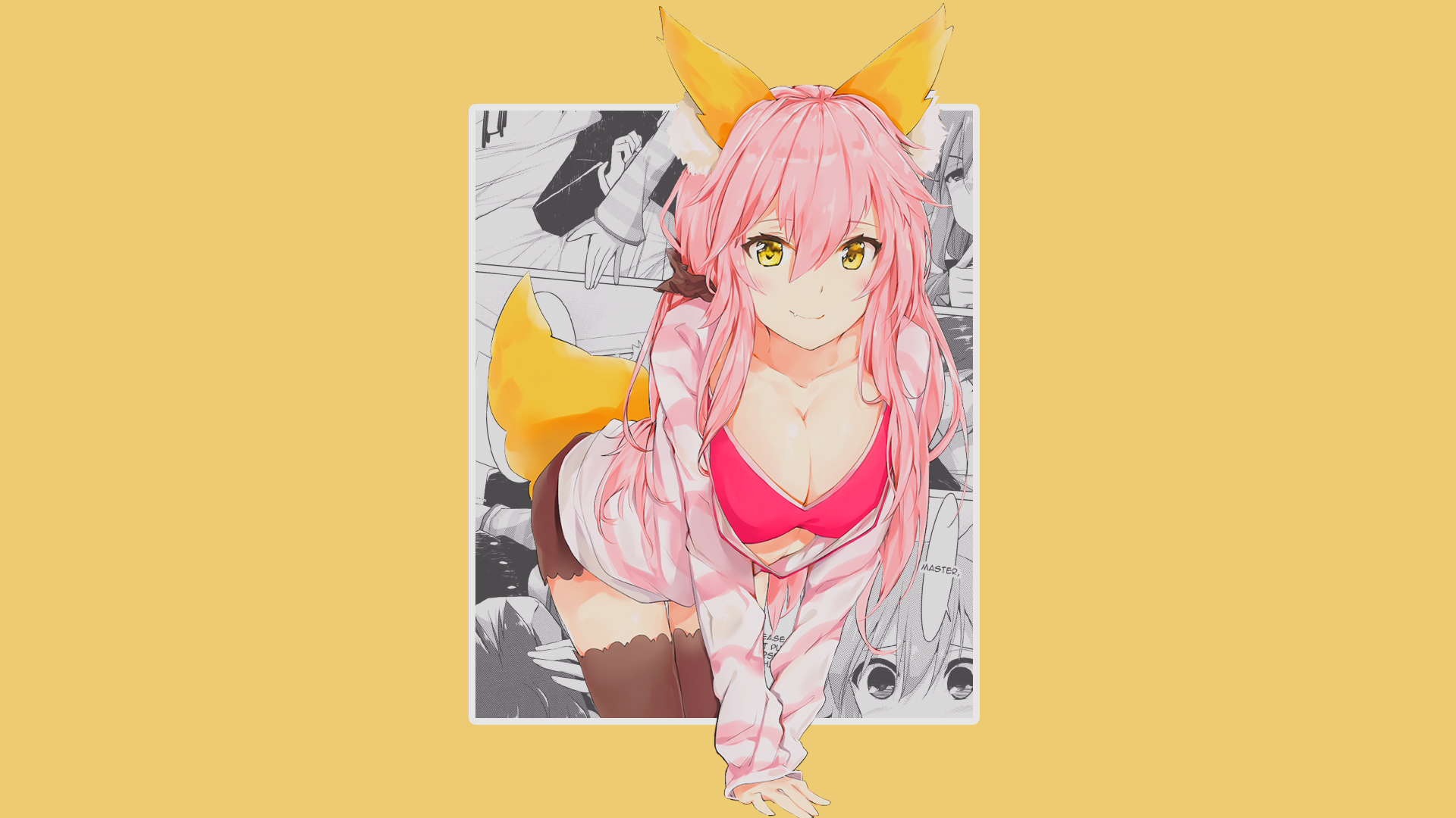 Anime Anime Girls Minimalism Simple Background Picture In Picture Speech Bubble Fate Extra Tamamo No 1920x1080