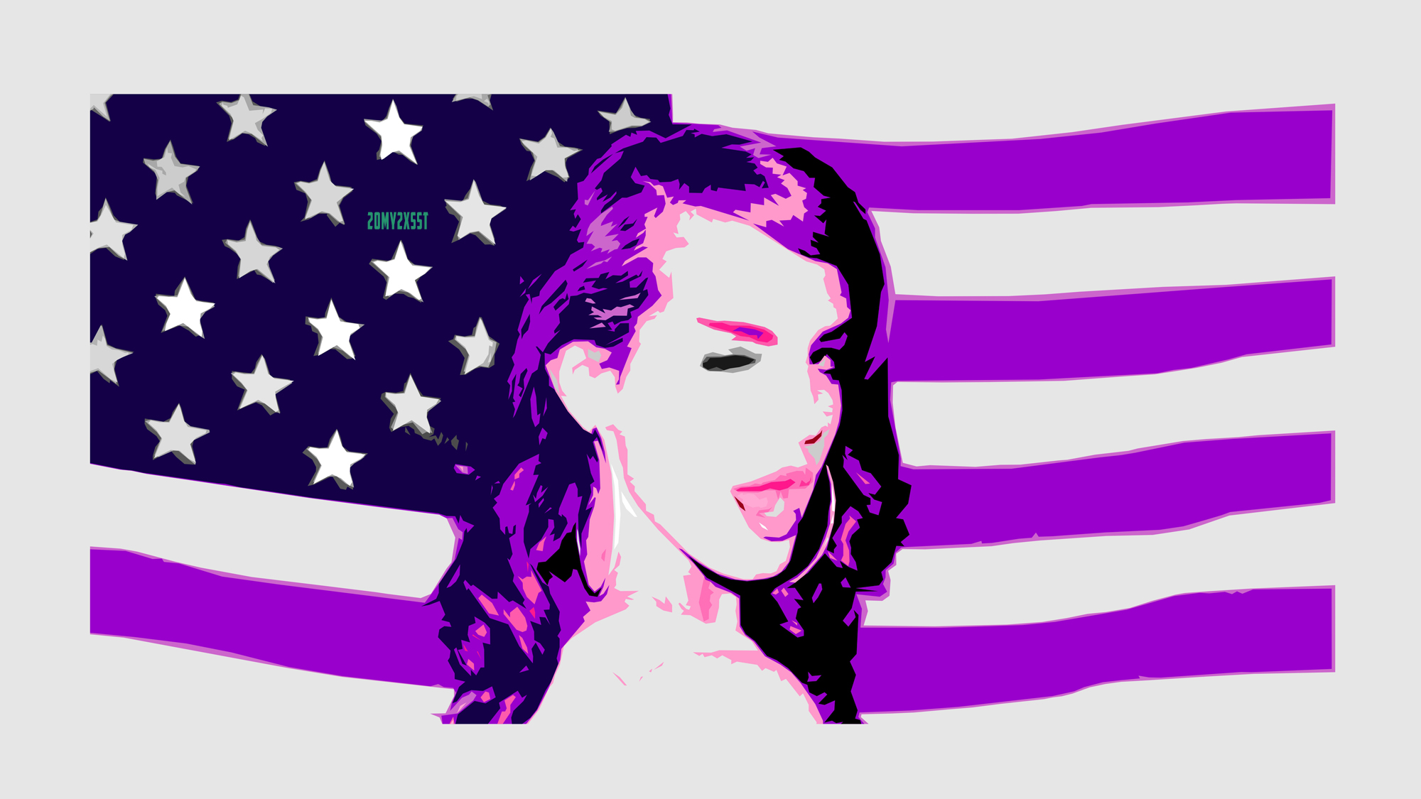 American Flag Artistic Lana Del Rey Music Portrait Singer Wallpaper