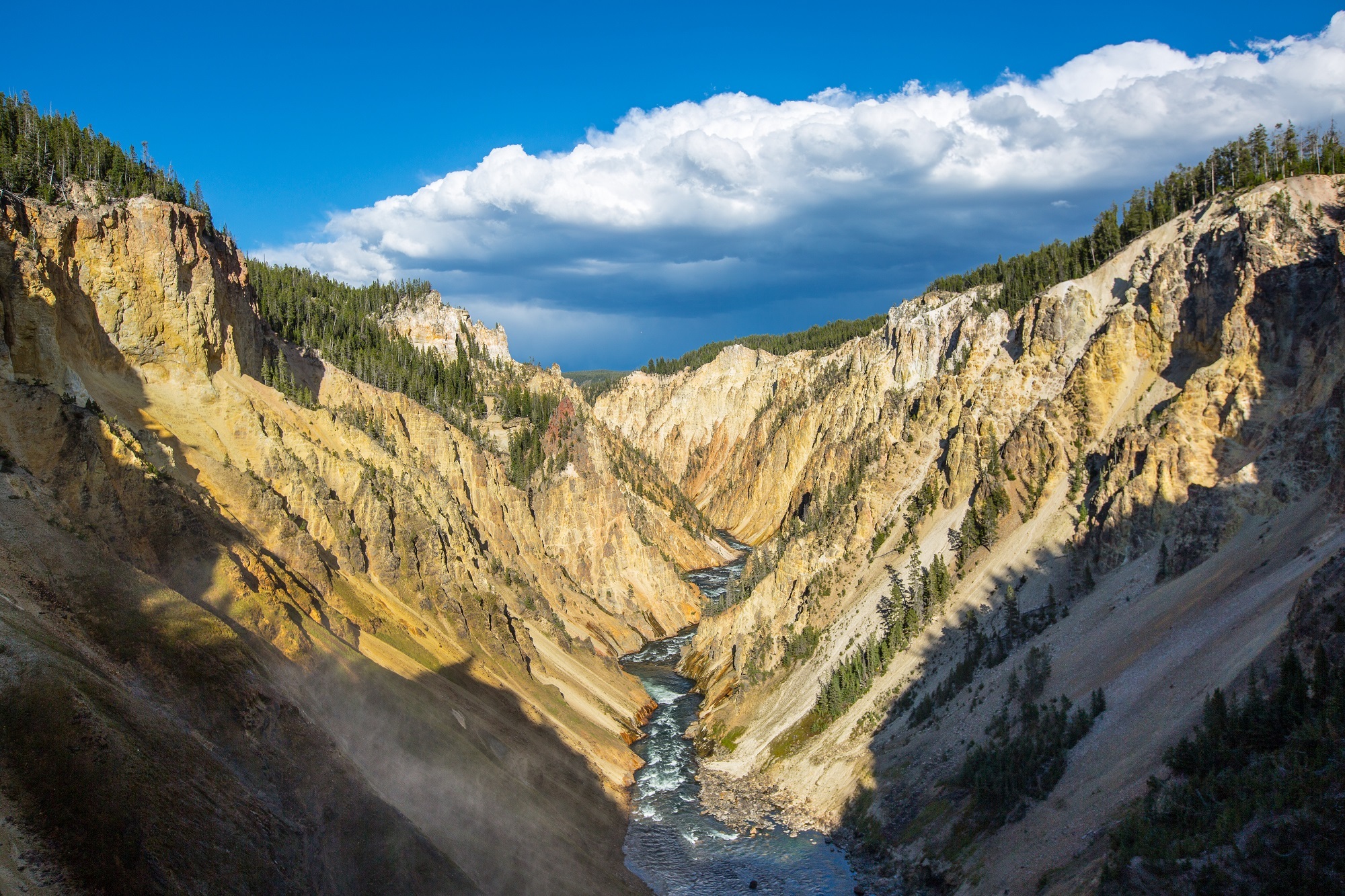 Canyon Cliff Cloud Landscape National Park Panorama River Rock Scenic Usa Valley Wyoming Yellowstone 2000x1333