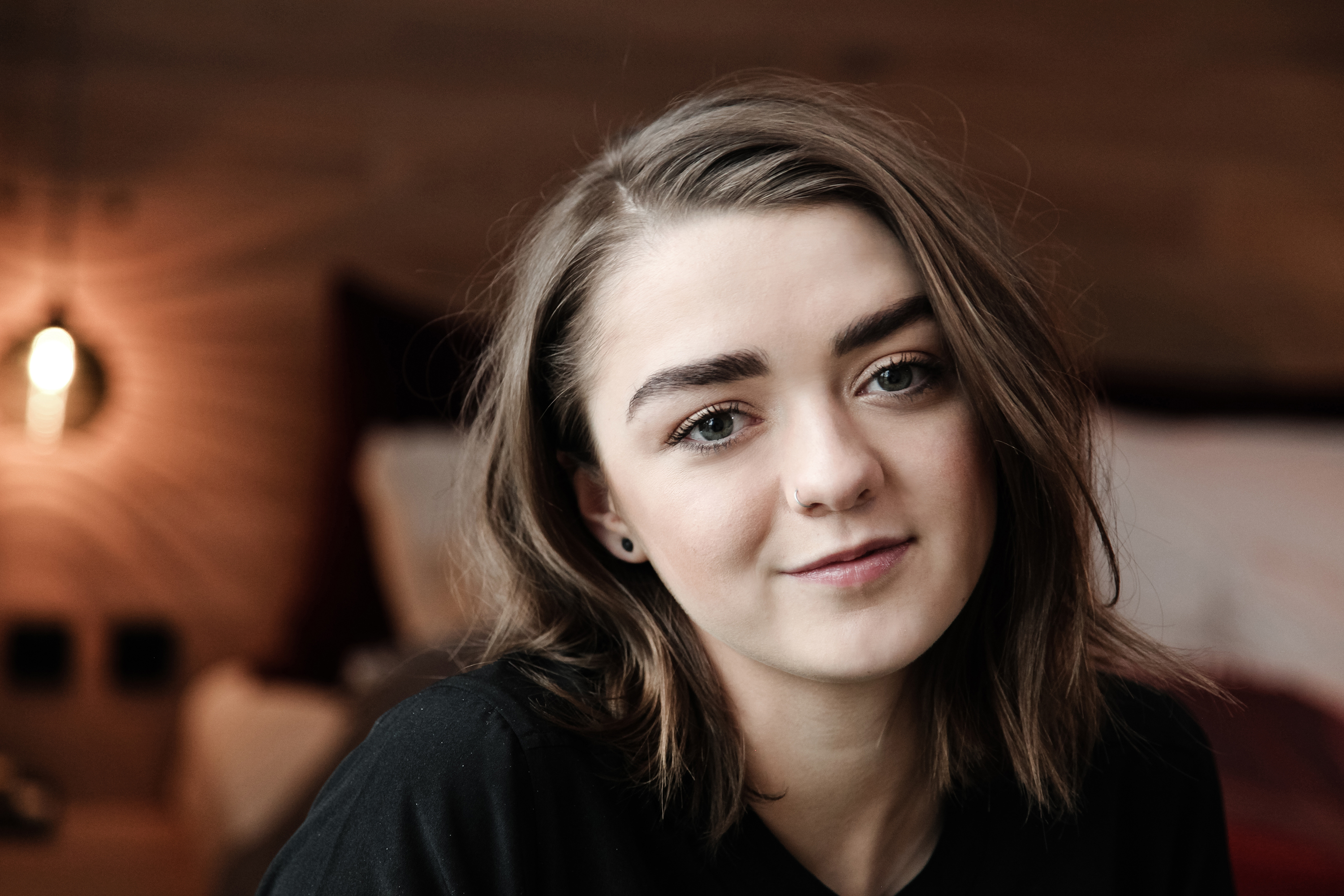 Maisie Williams Actress Brunette English Face Close Up Smile Nose Ring 3000x2000
