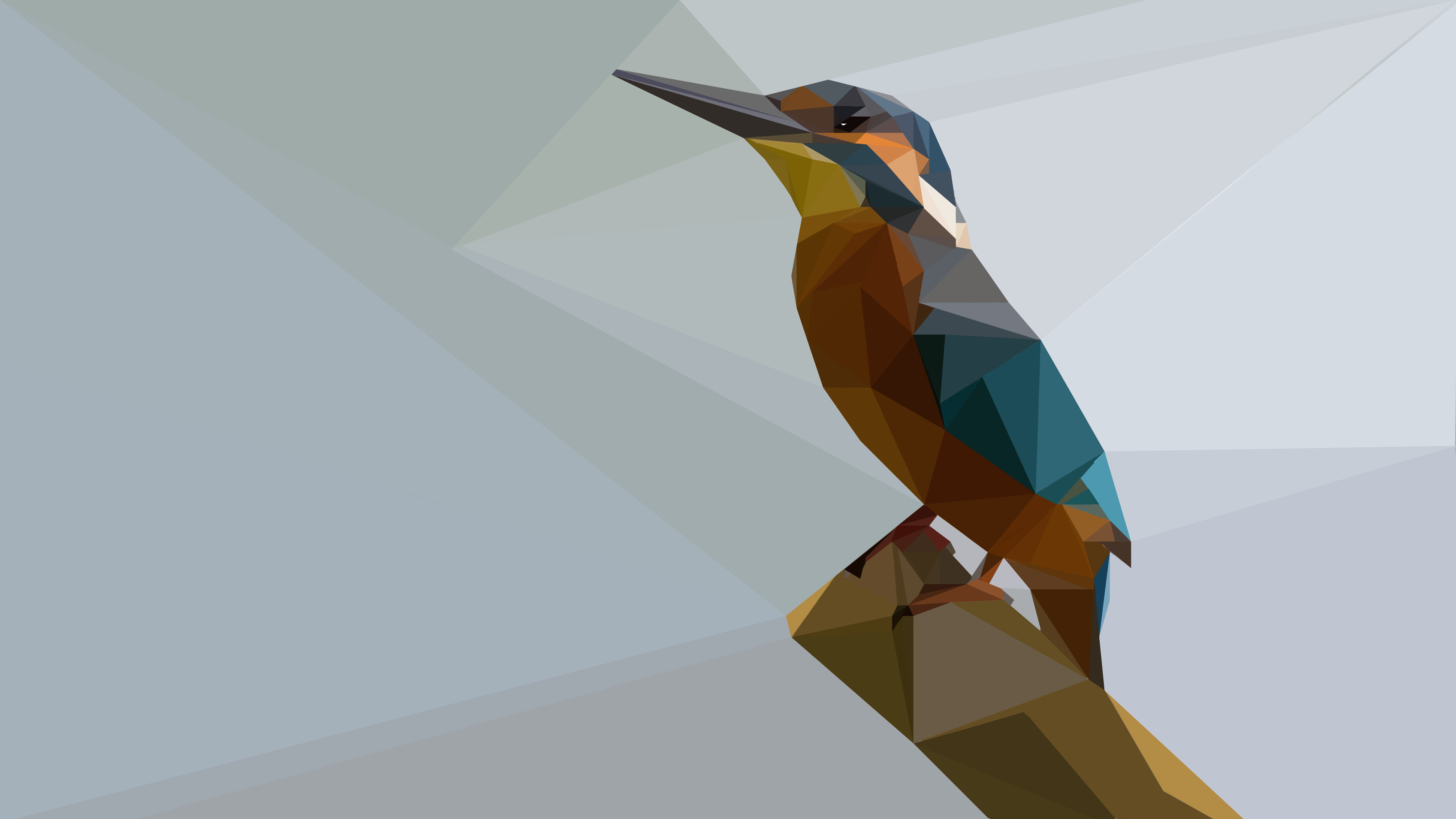 Kingfisher Low Poly Facets Bird Polygon Minimalist 3886x2186
