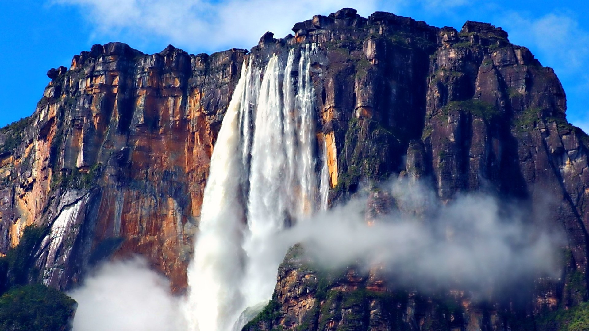 Earth Waterfall Rock Angel Falls Venezuela 1920x1080