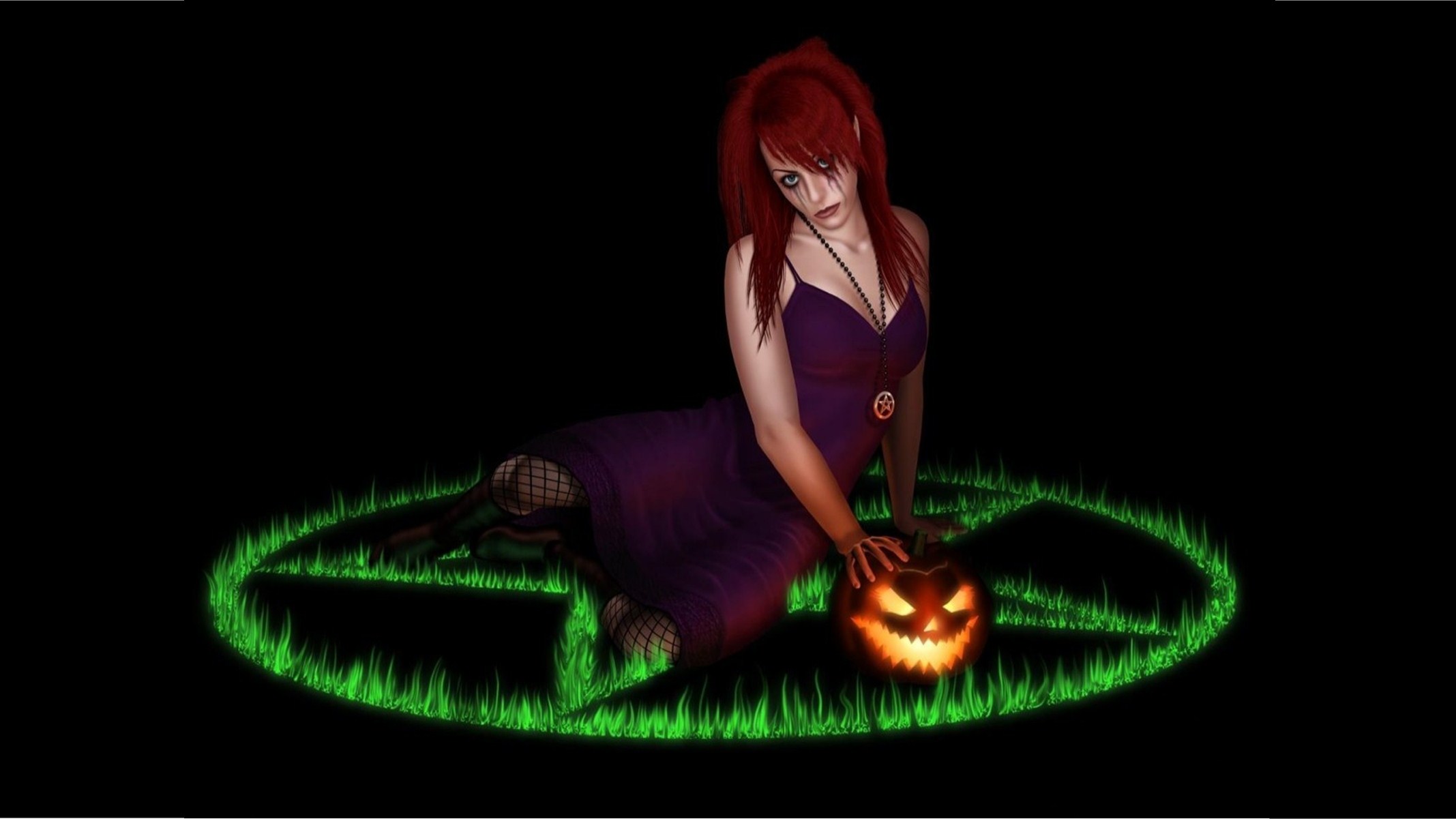 Fantasy Gothic Jack O 039 Lantern Pentagram Witch 2135x1201