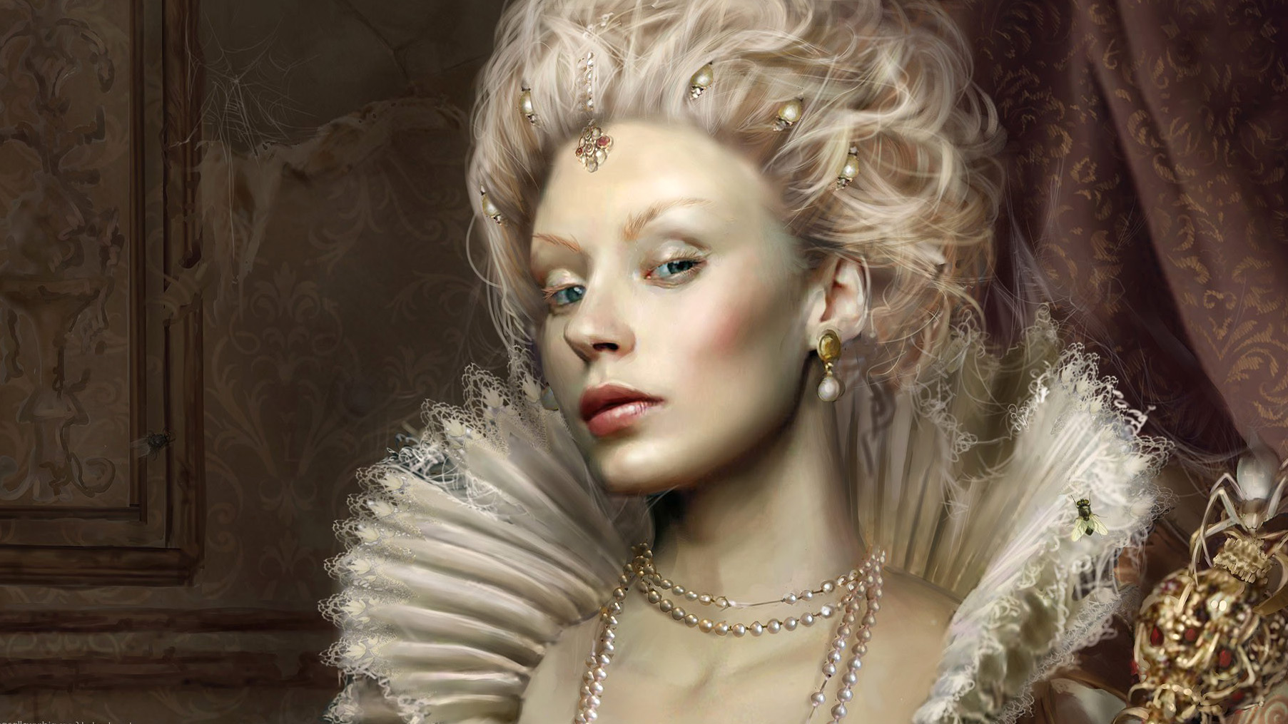 Fantasy Medieval Necklace Pearl Queen White Hair 1805x1015