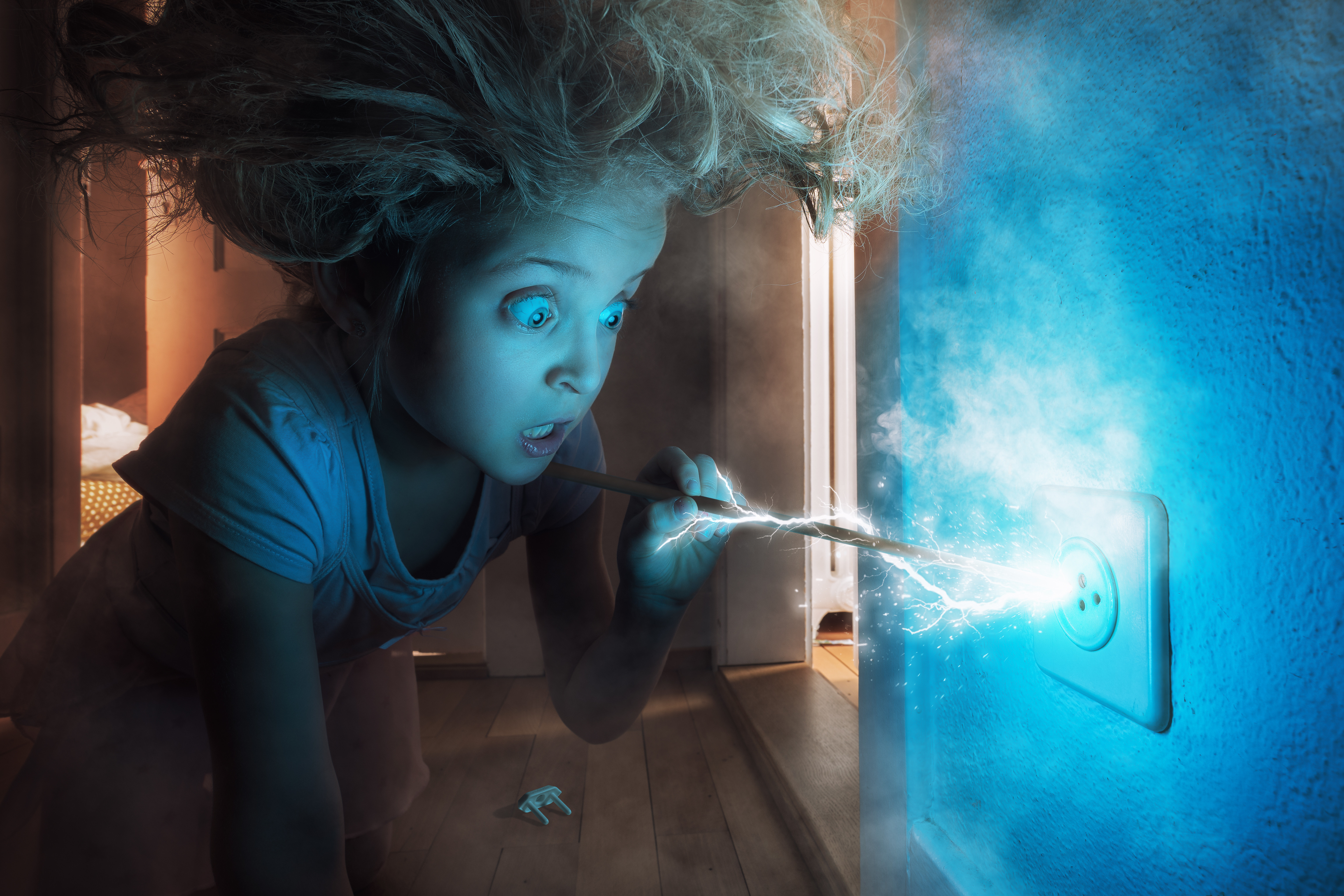 Children Electricity Electric Fantasy Art Digital Art Hair Smoke 6137x4093