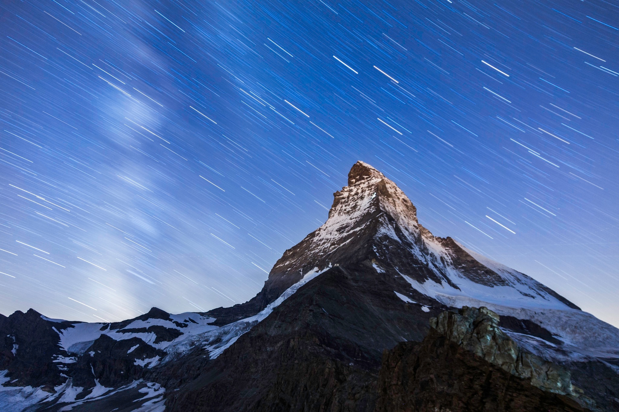 Matterhorn Mountain Nature Peak Sky Stars 2048x1365