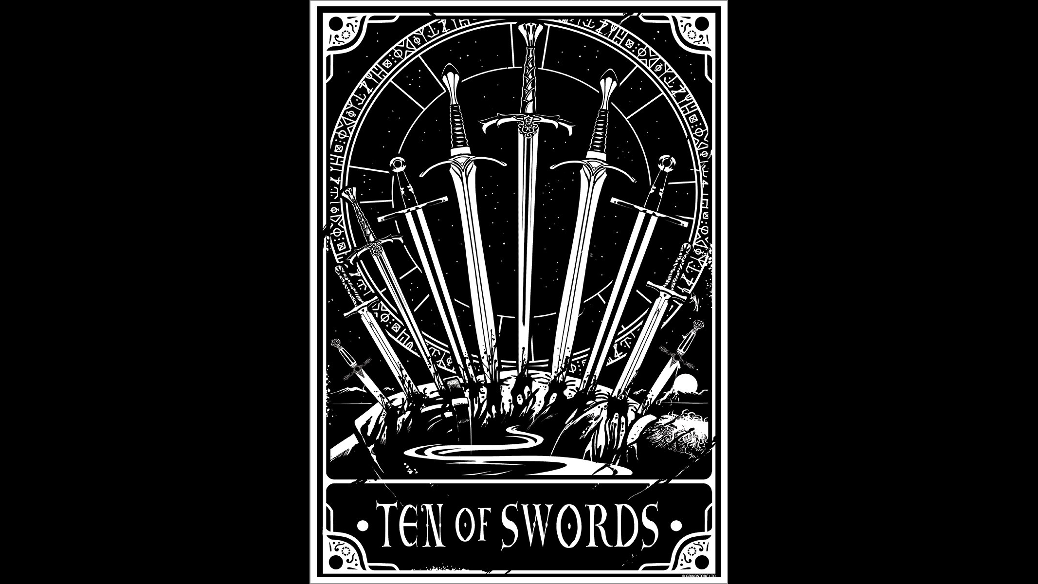 Monochrome Simple Background Occultism Tarot Sword Corpse Text Jojos 2133x1200