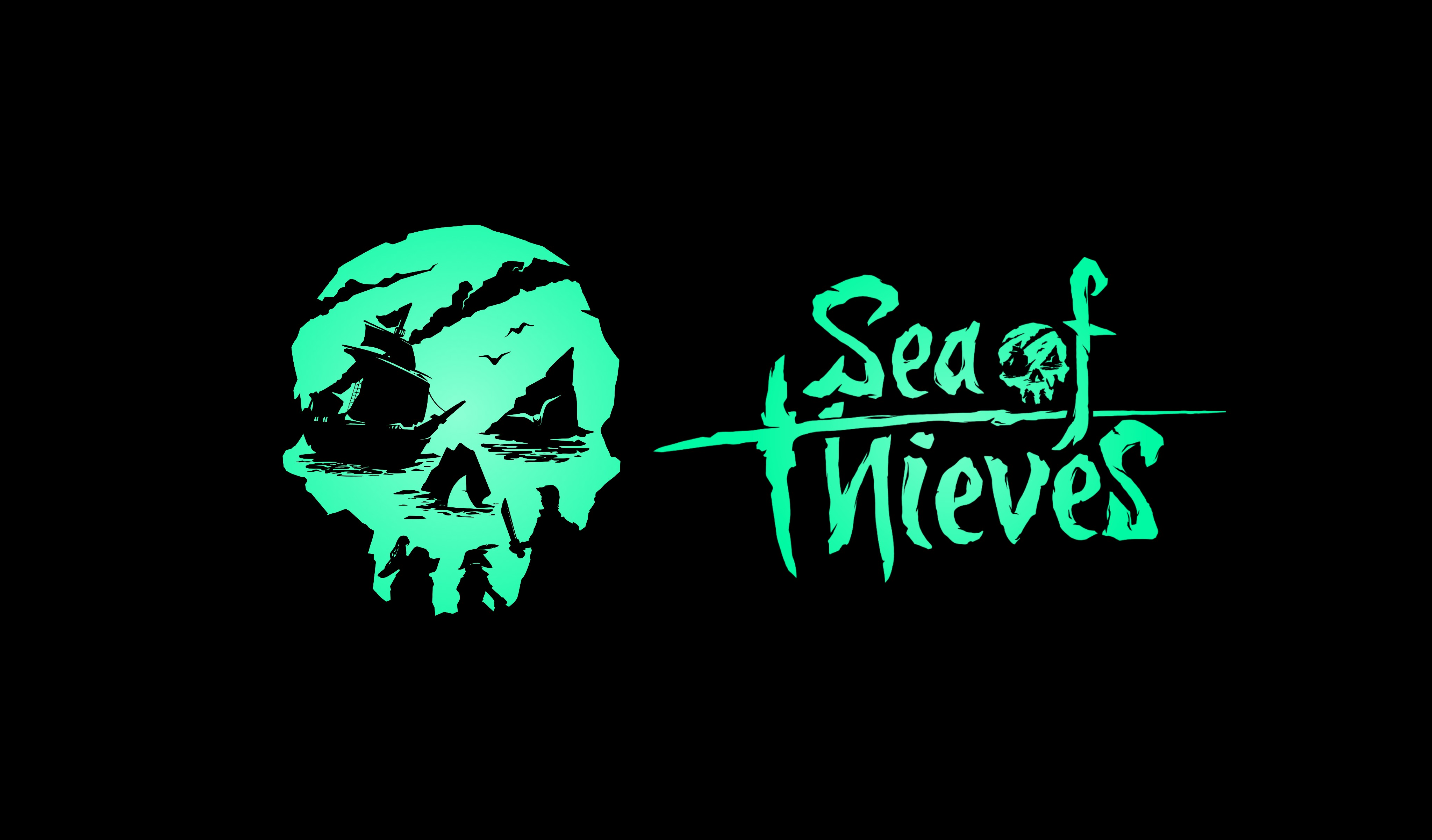 Sea Of Thieves PC Gaming Gamers Black Background Skull Mask Logotype 4096x2404
