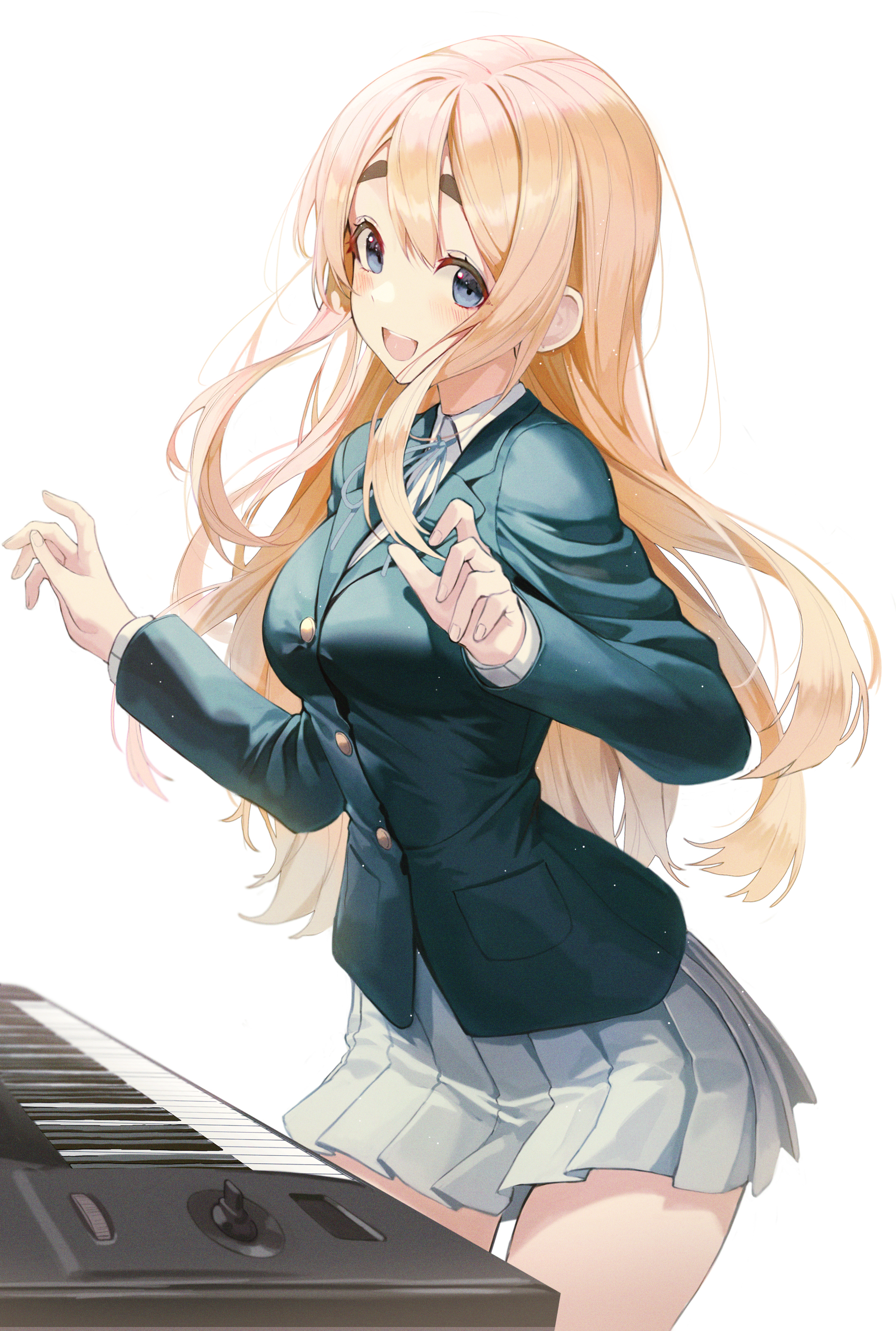 K ON Anime Girls Piano Keyboards School Uniform JK Long Hair Kotobuki Tsumugi 2D Blond Hair Smiling  1891x2807