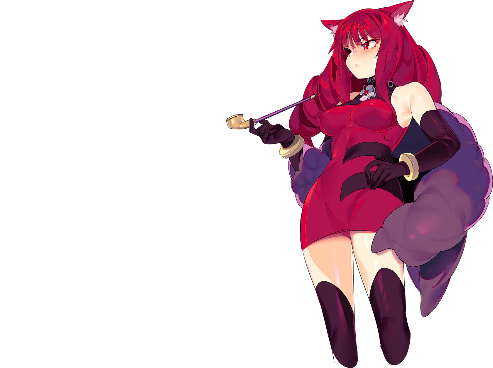 Readhead Long Hair Pipa Dress Animal Ears Red Eyes Patch Va 11 Hall A Anime 1680x1256