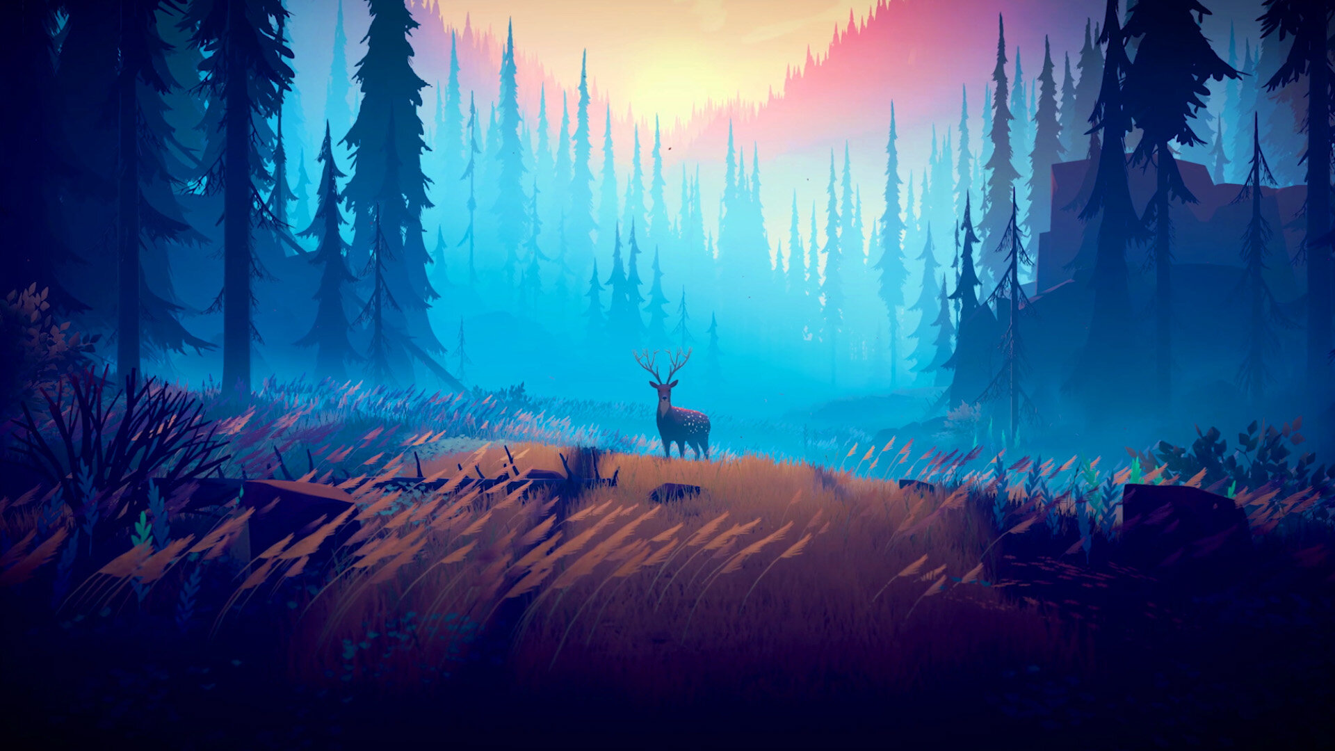 Illustration Video Game Art Deer Forest Trees Among Trees 1920x1080