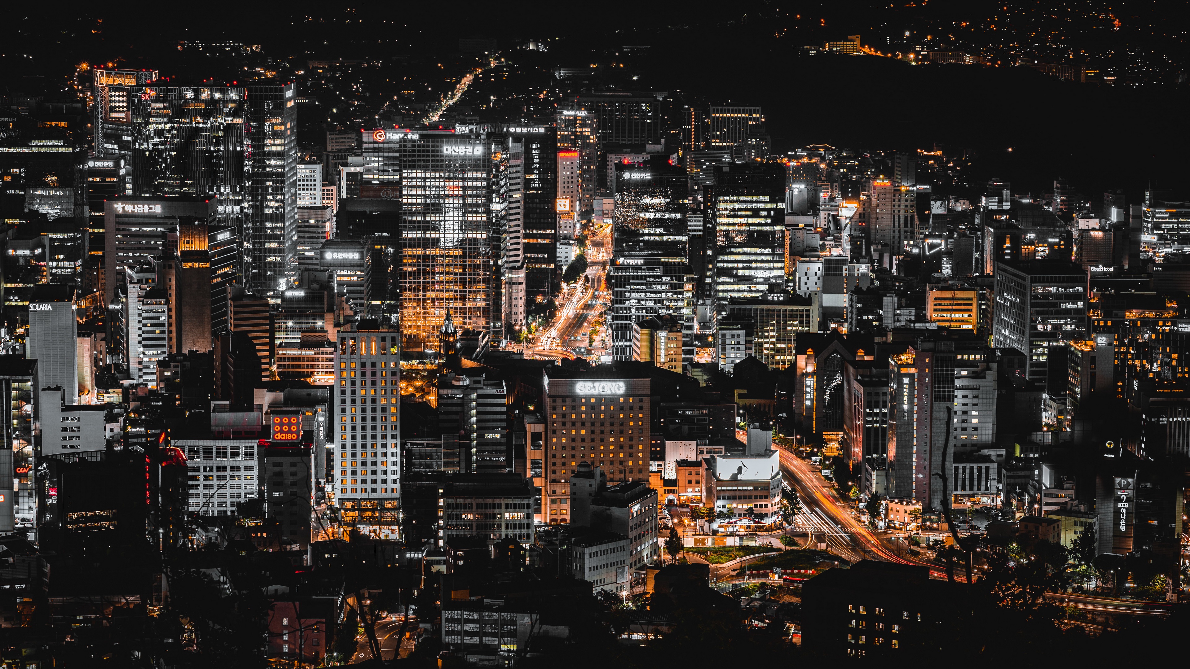 Seoul City Cityscape Night Lights Asia 3840x2160