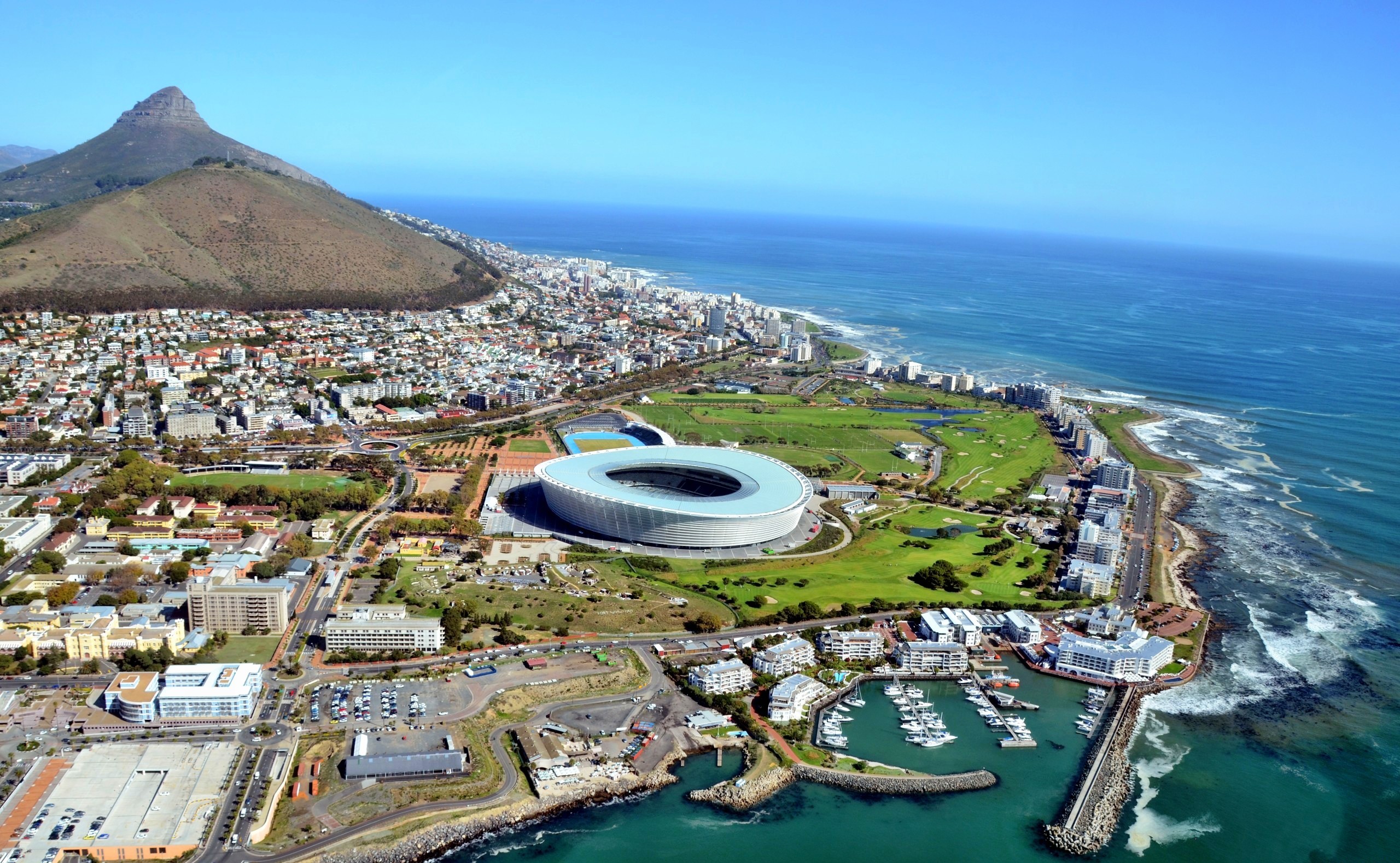 Cape Town Sea Seside Mountain Stadium Africa South Africa 2560x1579