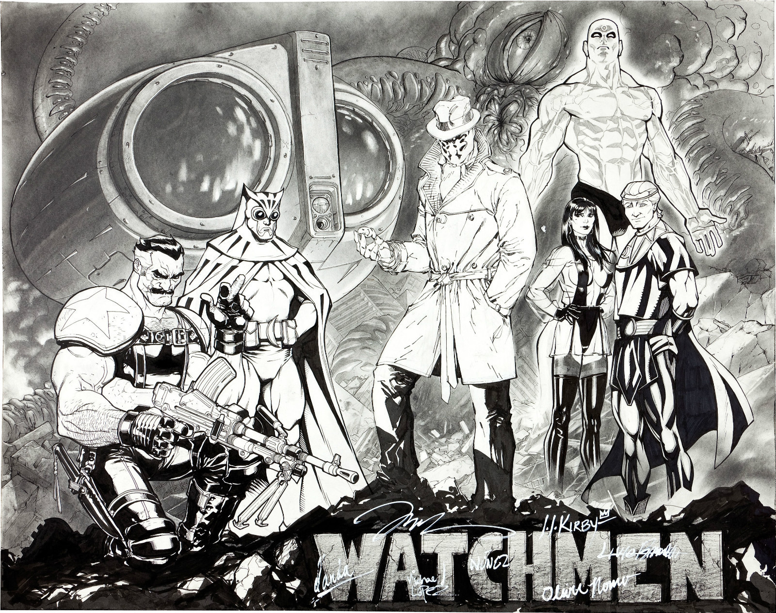 Doctor Manhattan Jim Lee Nite Owl Rorschach Silk Spectre The Comedian Watchmen 1600x1265