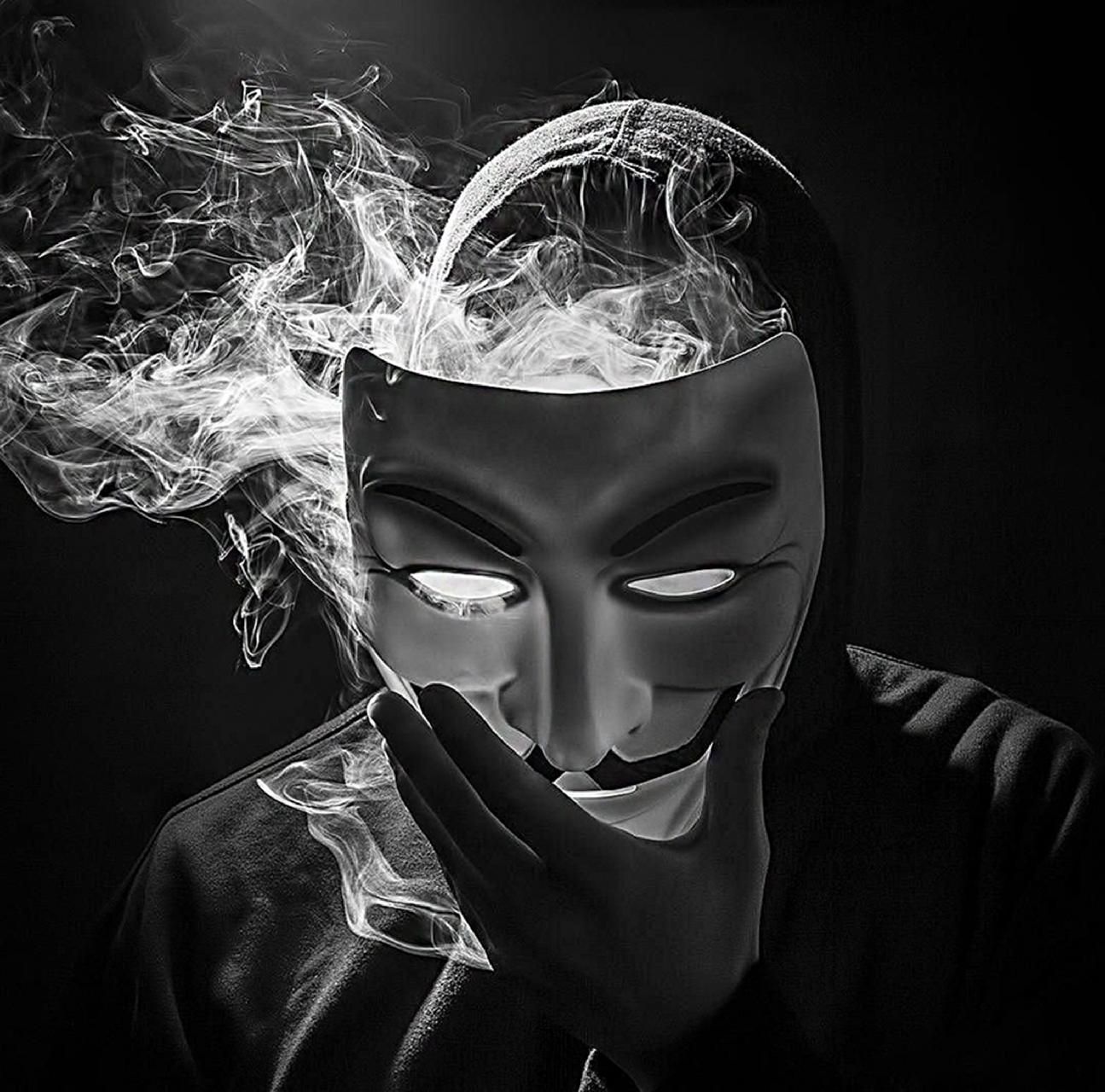 Hackers Black Guy Fawkes Mask Monochrome 1295x1280