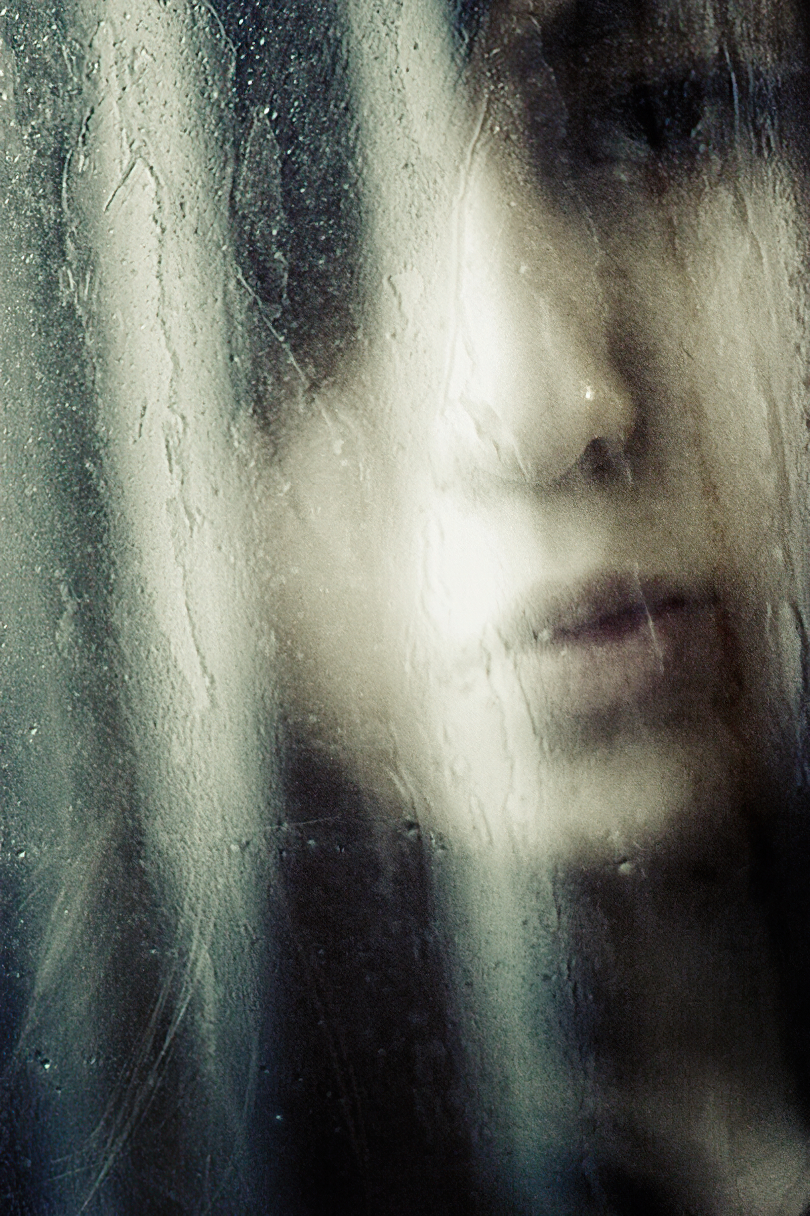Women Glass Rain Hair Face Portrait Emotion Emotional Emotions 1600x2400