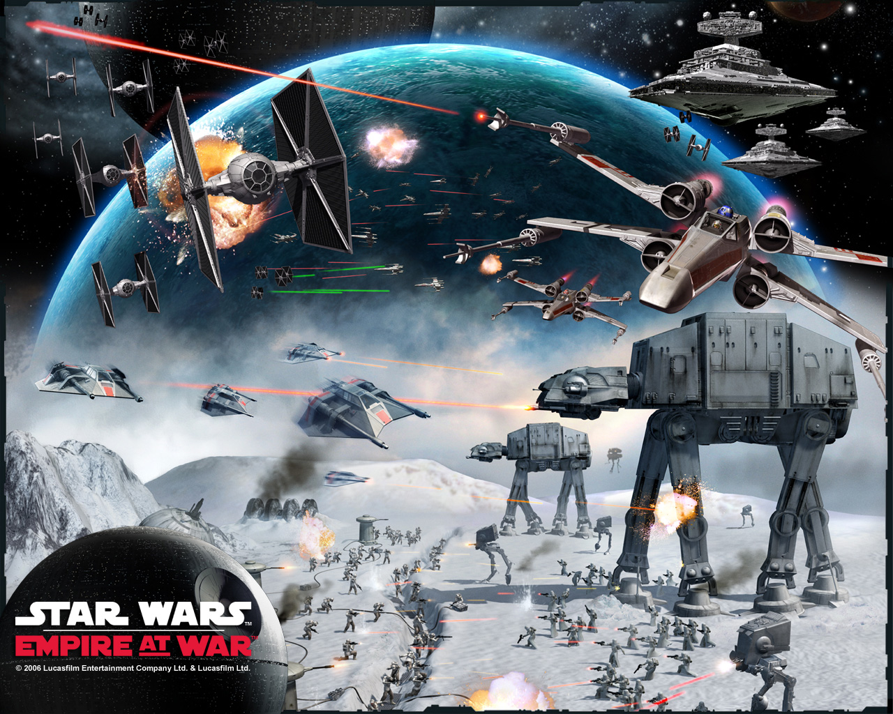 Star Wars X Wing AT AT Walker Star Destroyer TiE Fighter 1280x1024