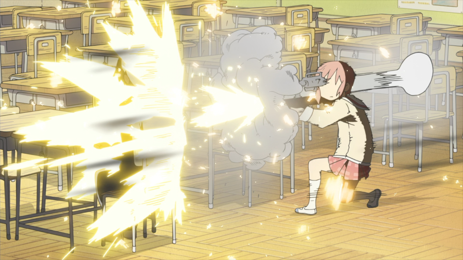 Nichijou Anime Weapon Anime Girls Pink Hair 1514x852