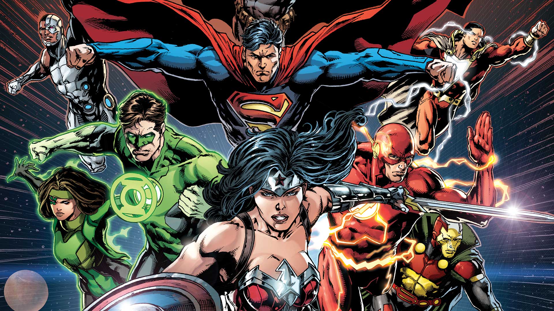 Wonder Woman Justice League Superman Cyborg DC Comics Green Lantern Flash Mister Miracle Captain Mar 1920x1080