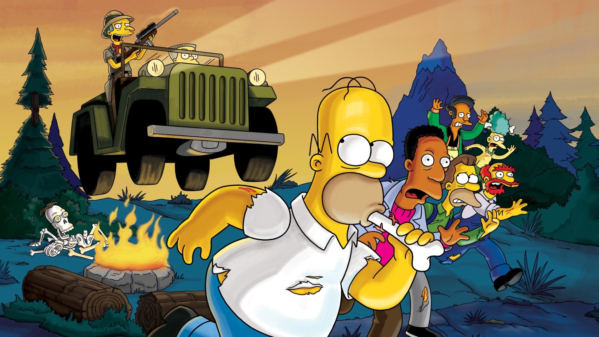 Homer Simpson Apu Nahasapeemapetilon Waylon Smithers Monty Burns Willie The Simpsons Lenny Leonard C 1920x1080