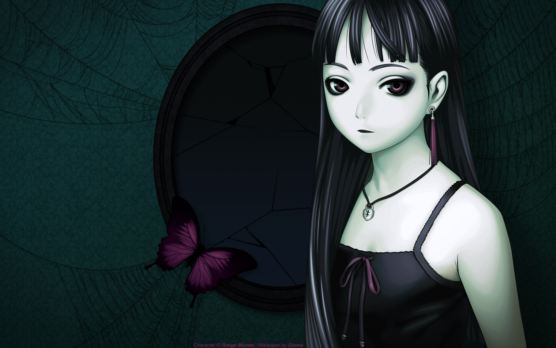 Anime Black Butterfly Girl Gothic Lonely Sad Spider Web 1920x1200