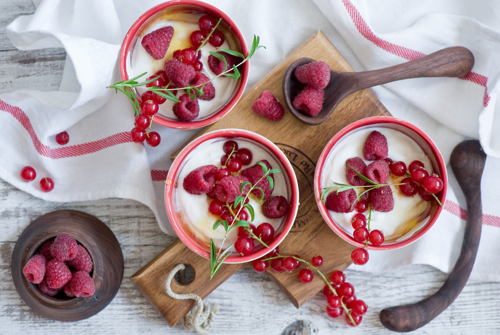 Yogurt Raspberry Berry Currants Still Life 2000x1338
