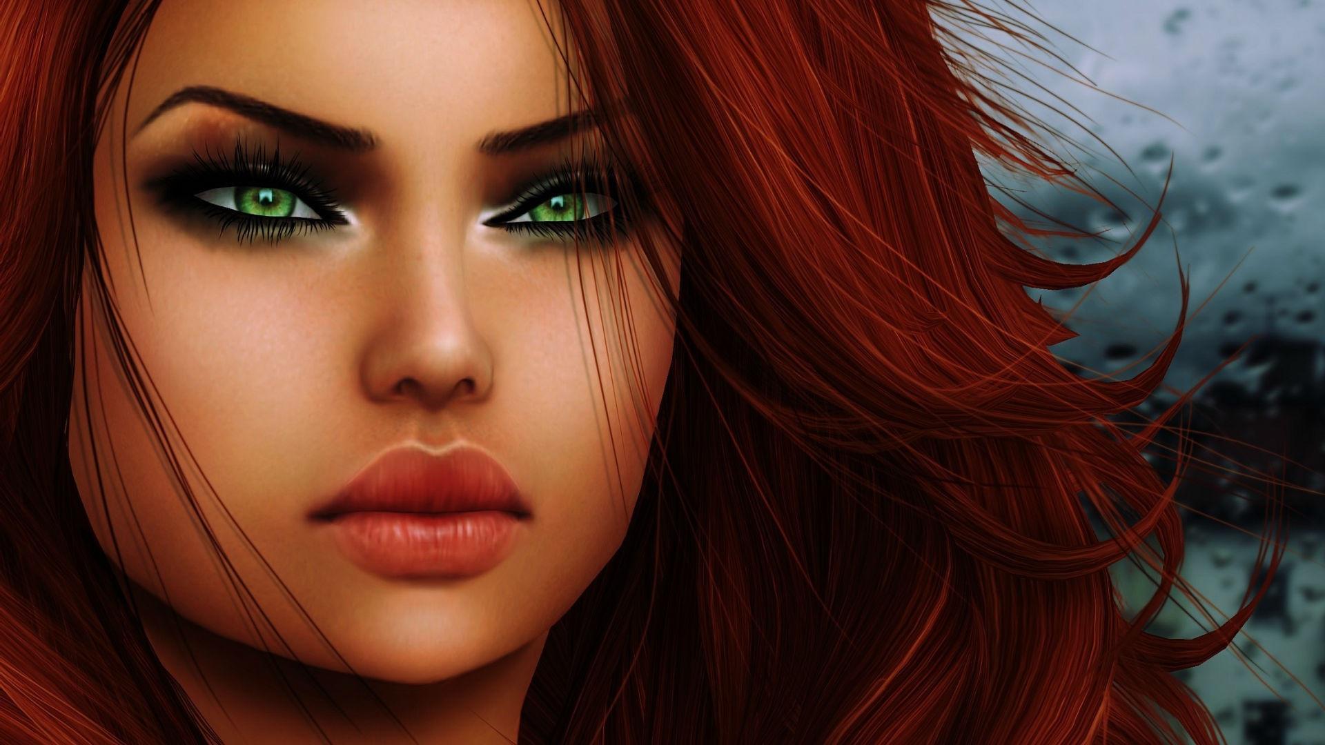 Face Girl Green Eyes Red Hair Woman Wallpaper - Resolution:1920x1080 -  ID:798342 