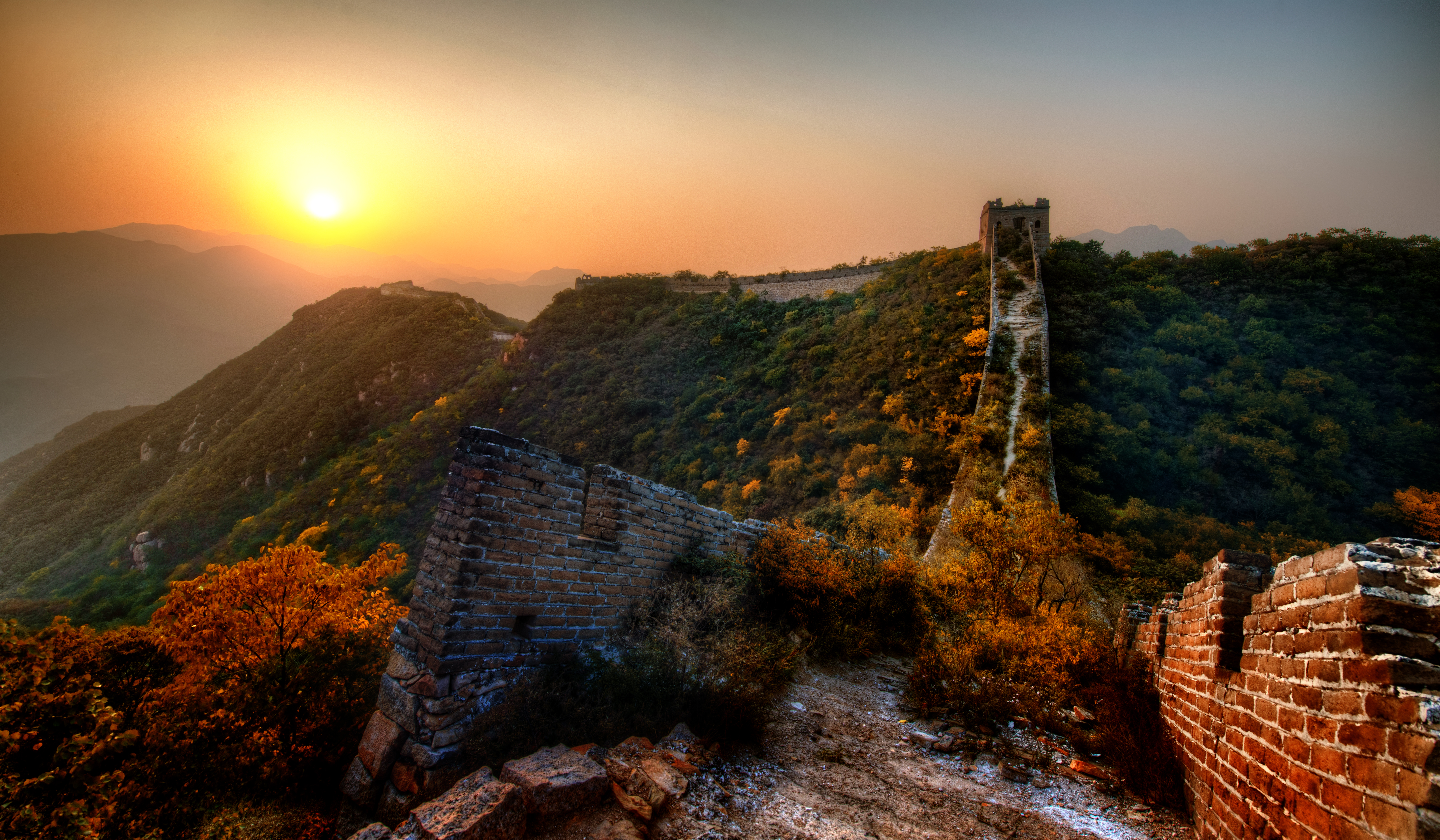 China Great Wall Of China Sunset Landscape Mountain 6048x3532