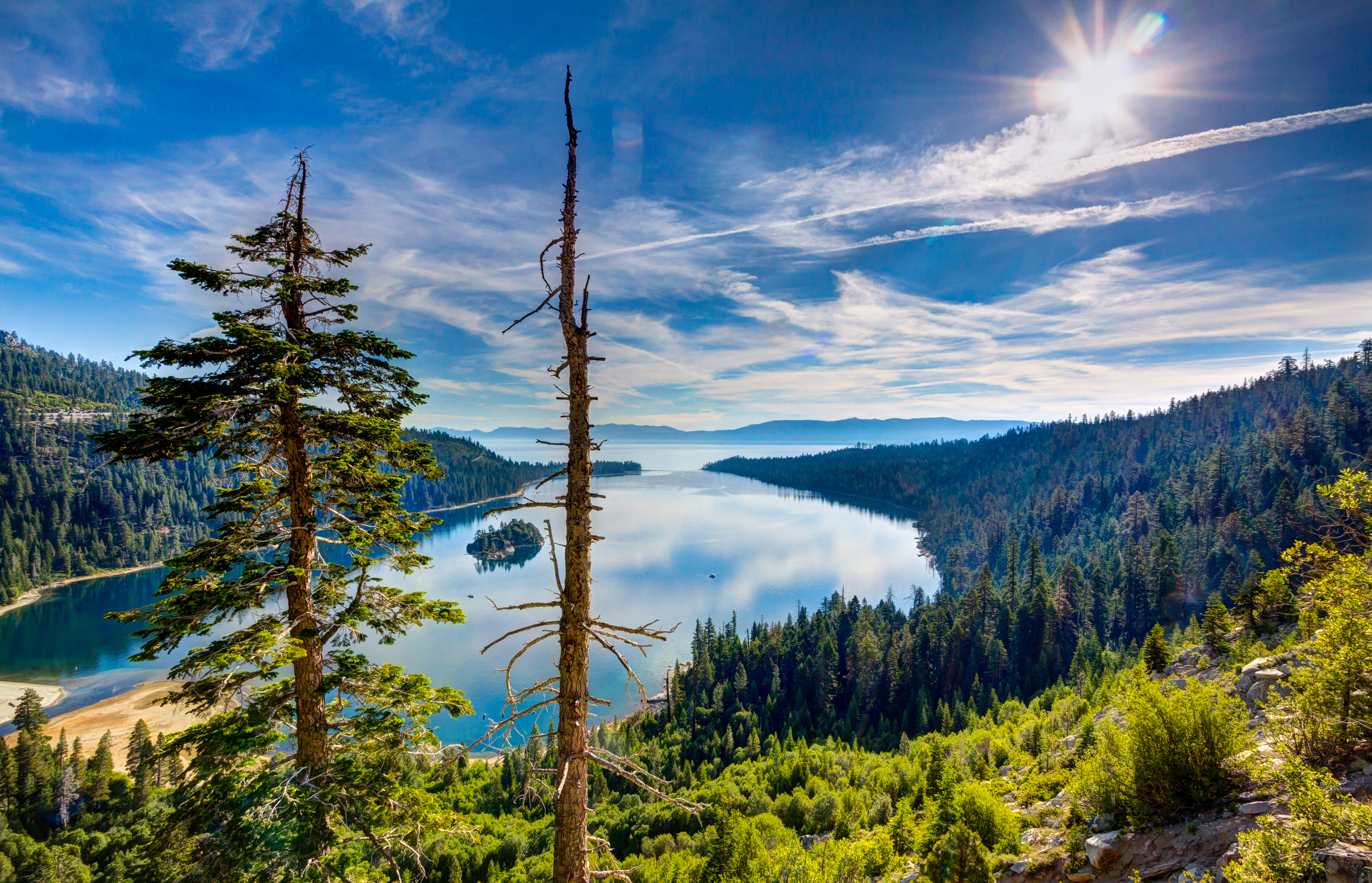 USA California Lake Tahoe Lake Horizon Sky Forest 4350x2800