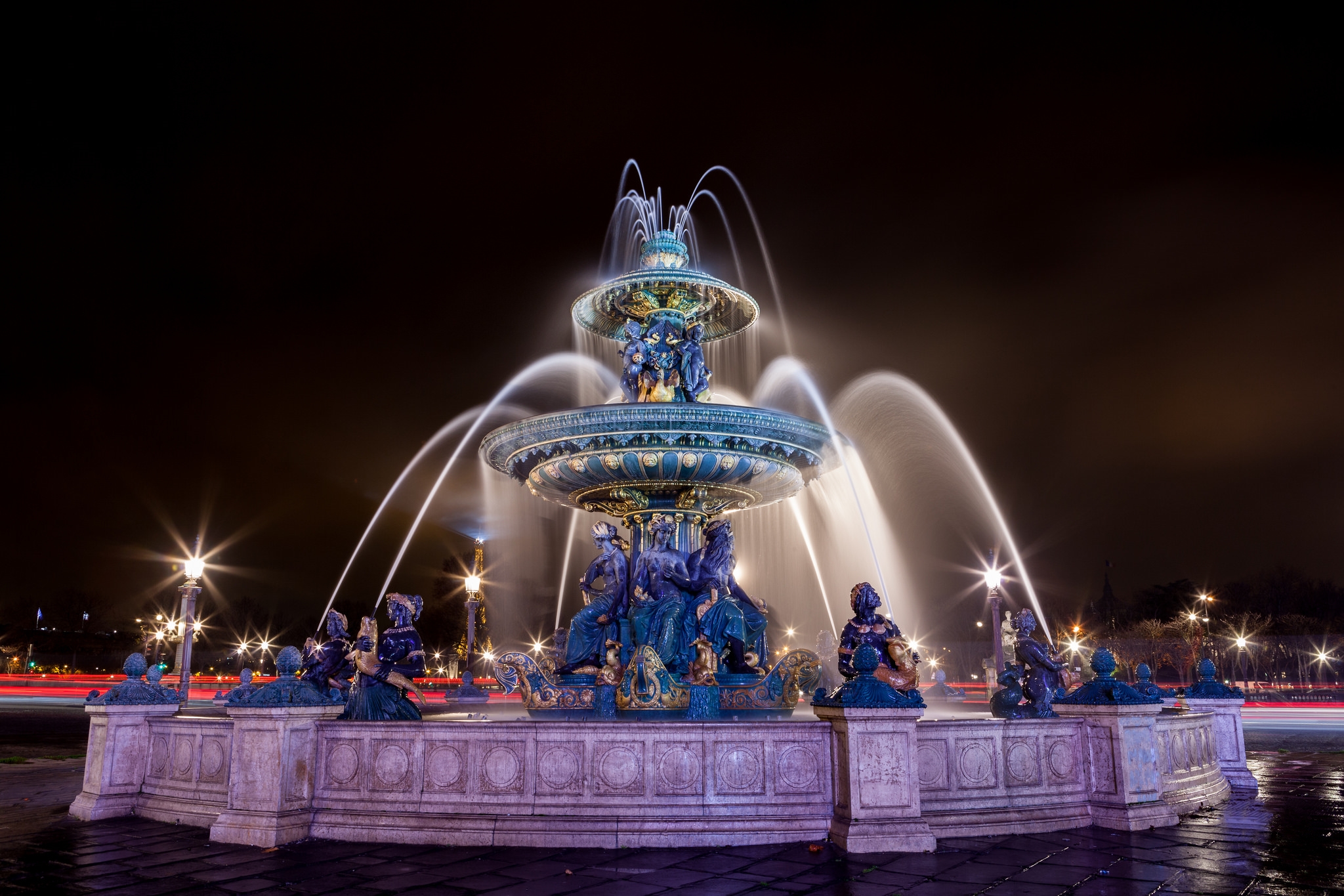 Fountain Fountain Of The Seas Night Paris 2048x1365