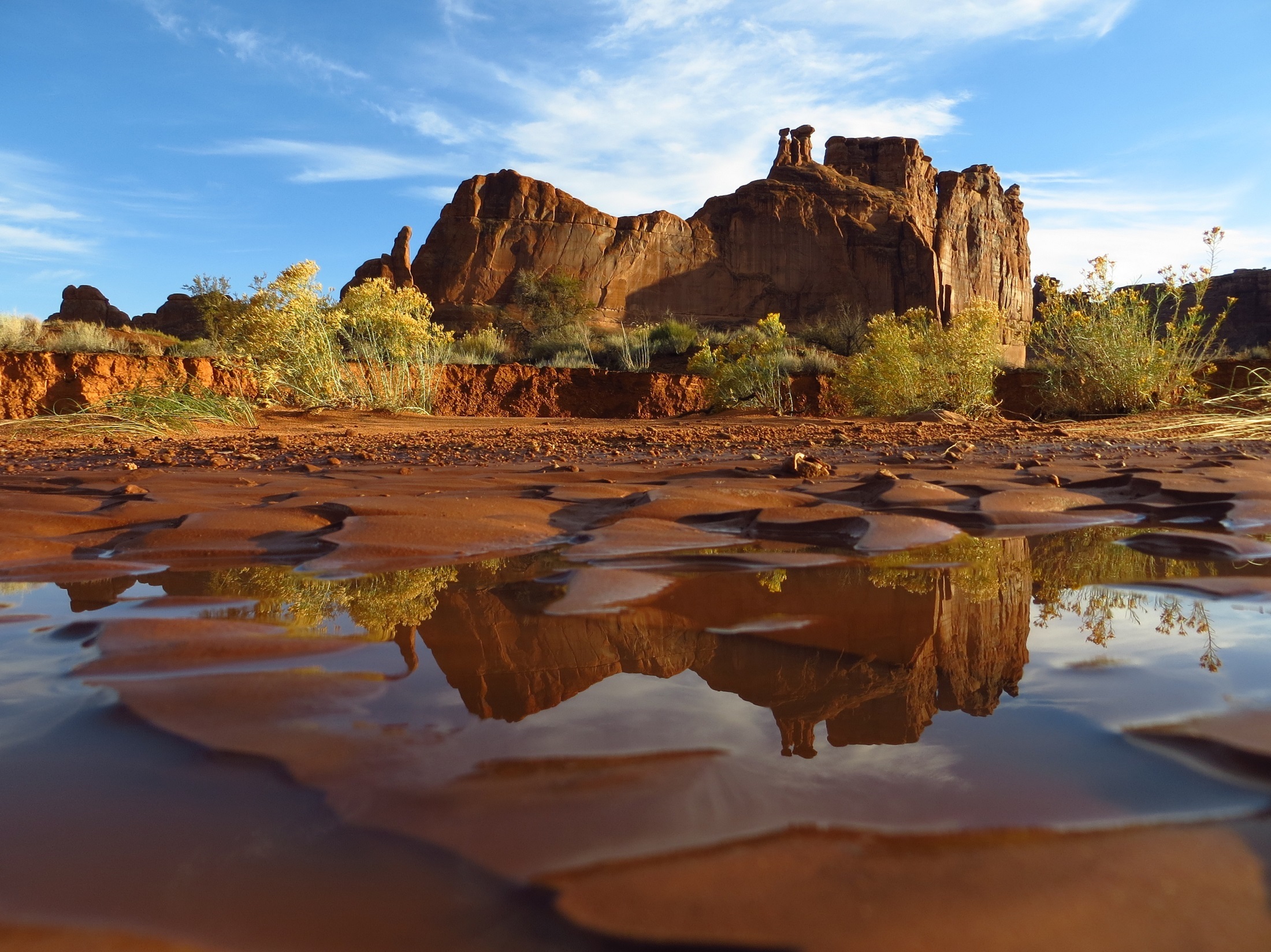 Arches National Park Rock Water Reflection Wilderness Nature Desert Utah Sandstone USA Earth 2200x1649
