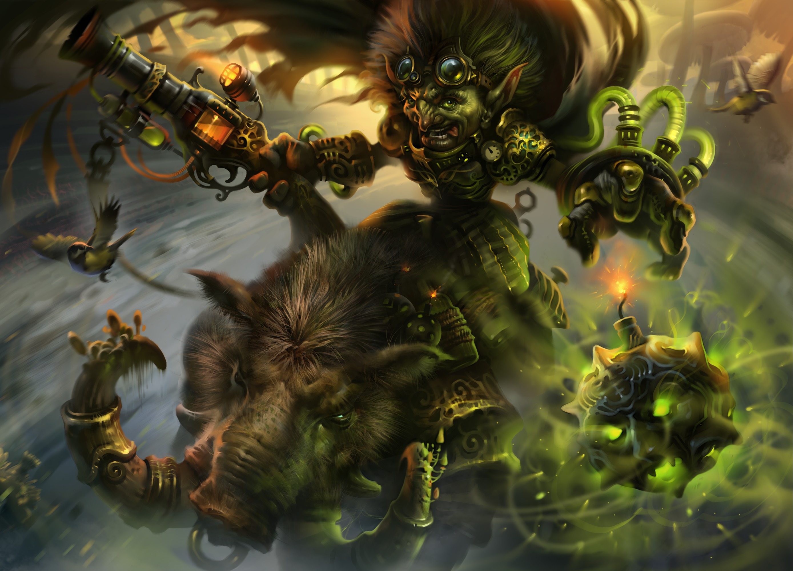 Boar Warcraft Goblin Hearthstone Heroes Of Warcraft Warrior Weapon Creature 2777x2000