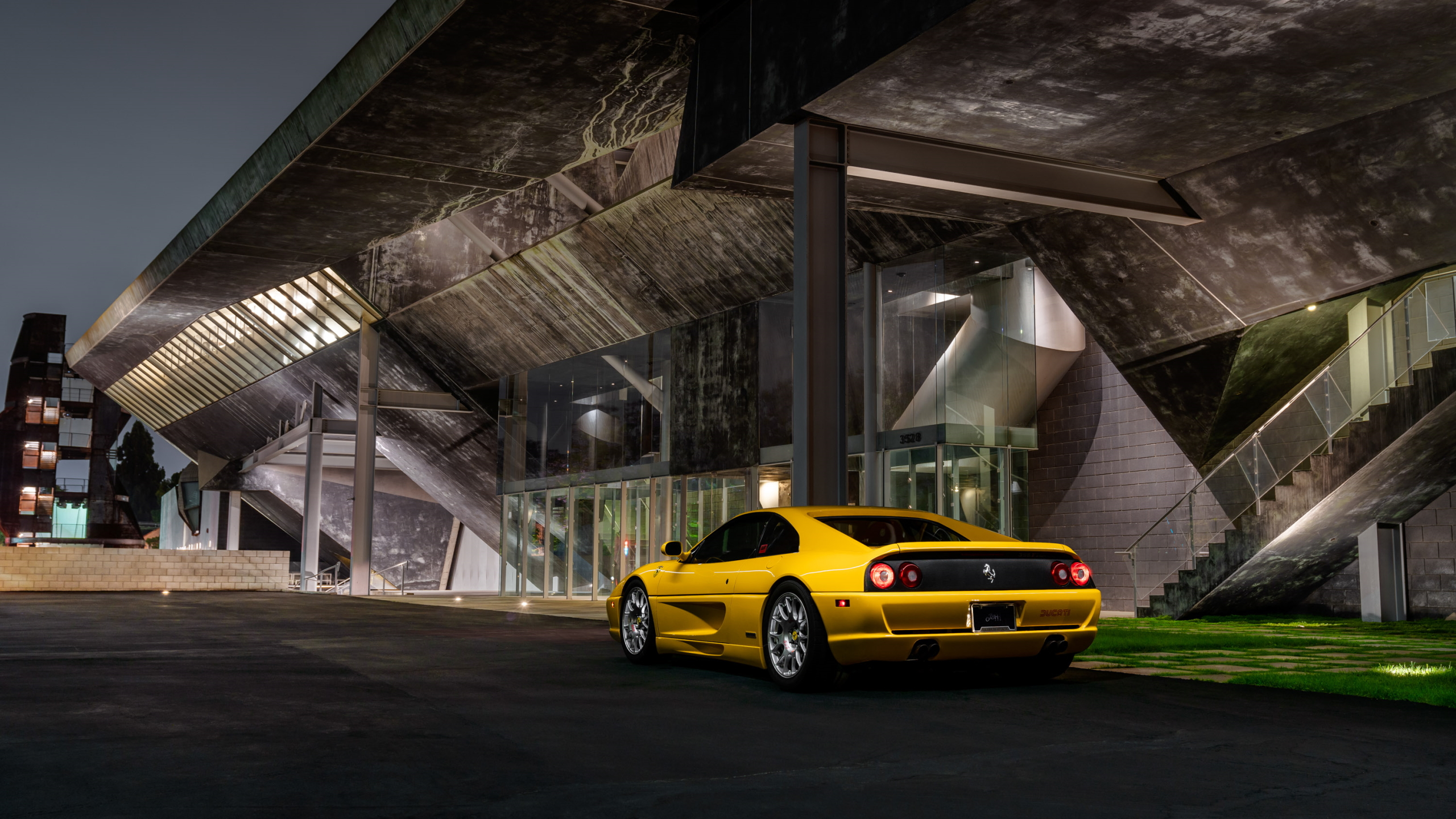 Ferrari F355 Yellow Cars Italian Cars Night 2560x1440