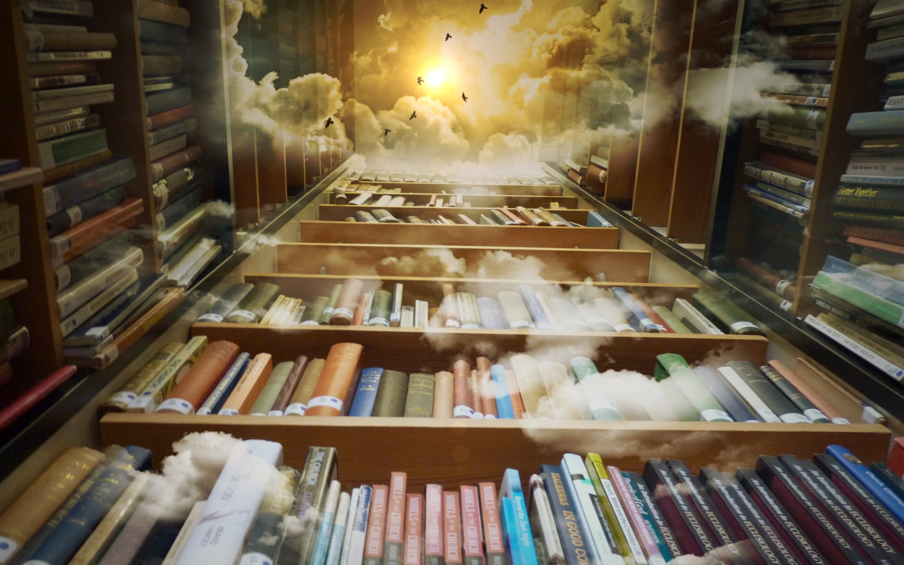 Book Library Fantasy Cloud Mystical Magical 2880x1800