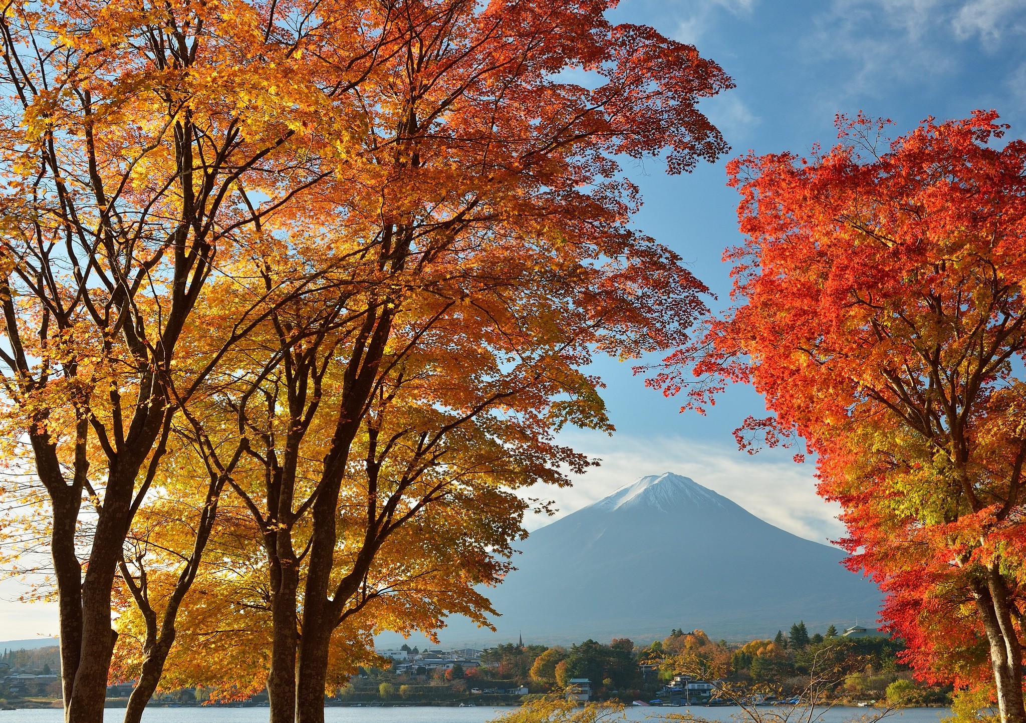 Mountain Volcano Japan Fall Mount Fuji 2048x1443