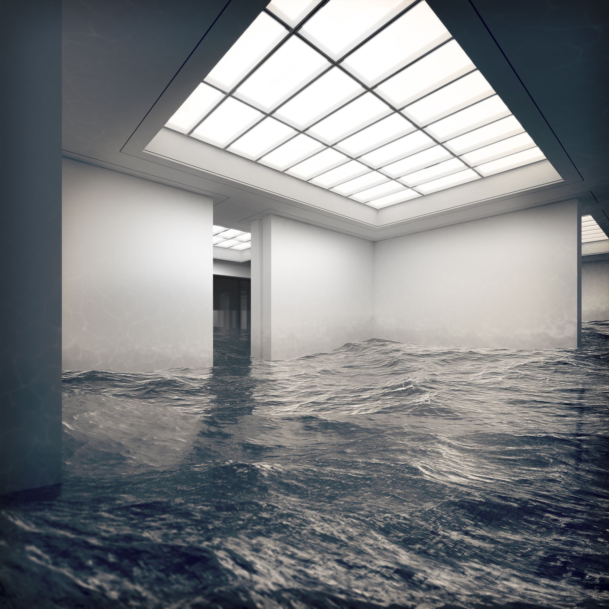 Room Water Flood Surreal Digital Art Indoors CGi 2000x2000