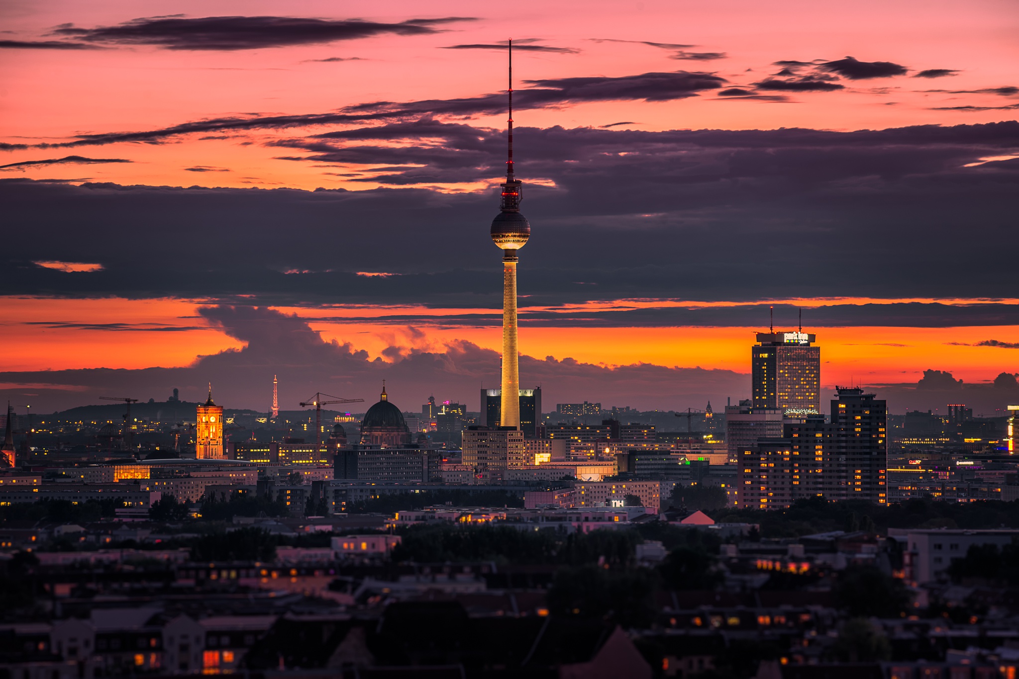 Berlin Germany City Building Cityscape Sunset Horizon 2048x1366