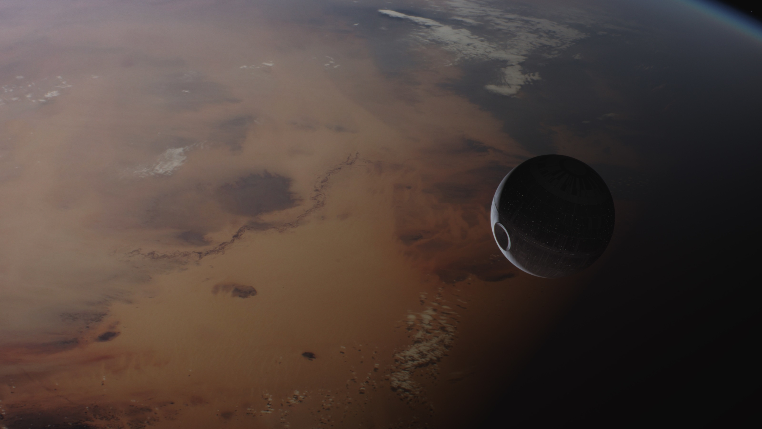 Star Wars Death Star Space Orbital View Rogue One A Star Wars Story 2560x1440