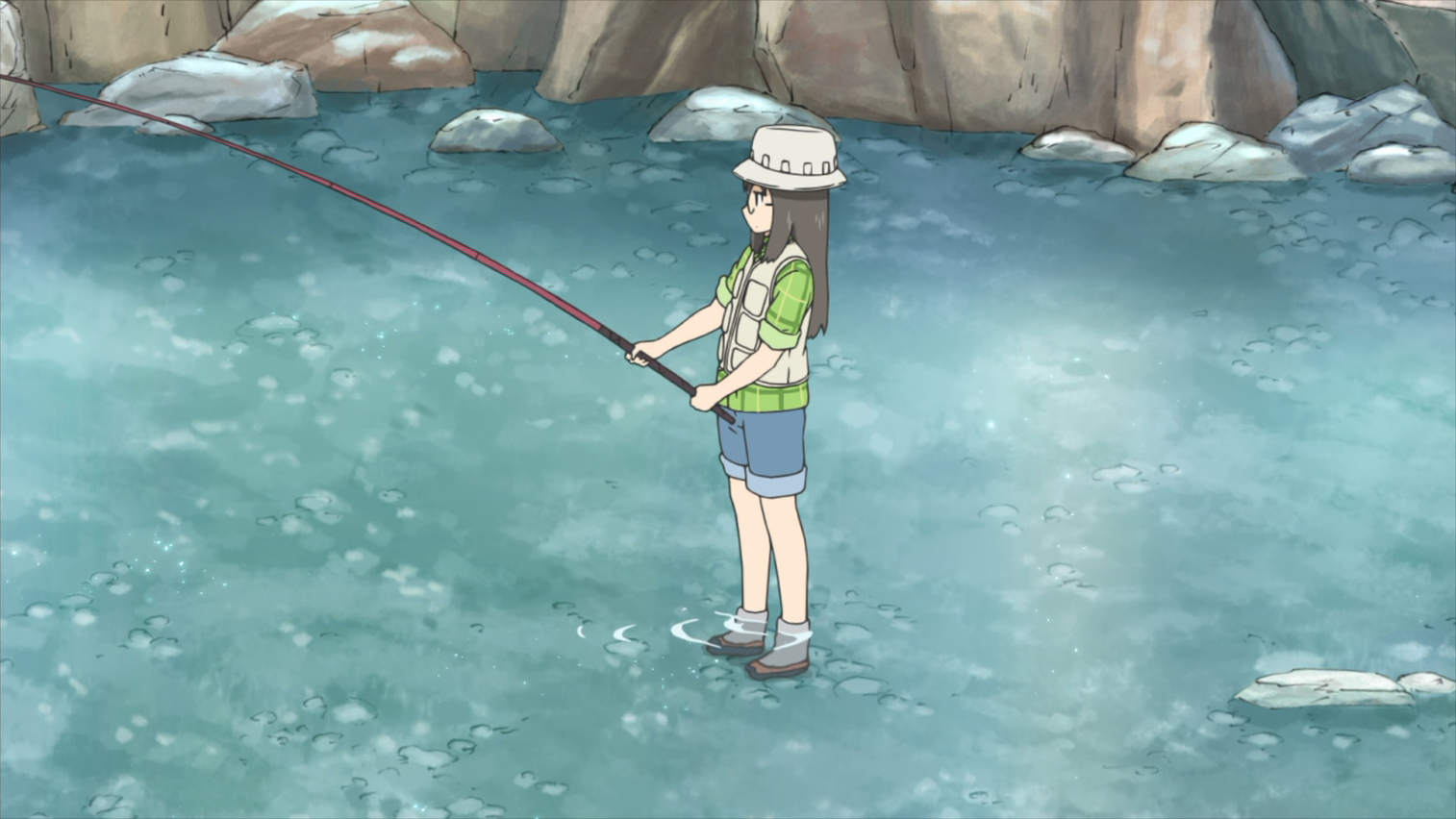 Nichijou Anime Fishing Rod Water Outdoors Anime Girls 1514x852