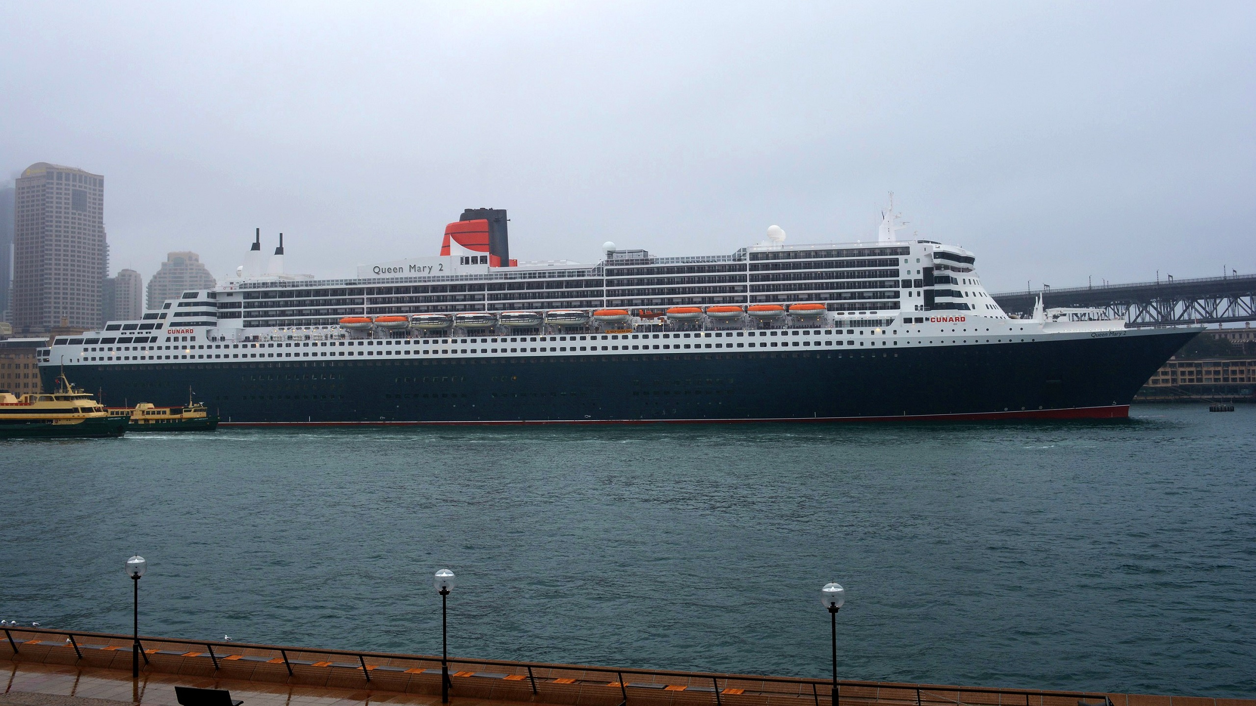 Australia Cruise Ship Ocean Liner Rms Queen Mary 2 Ship Sydney Harbour Vehicle 2560x1440