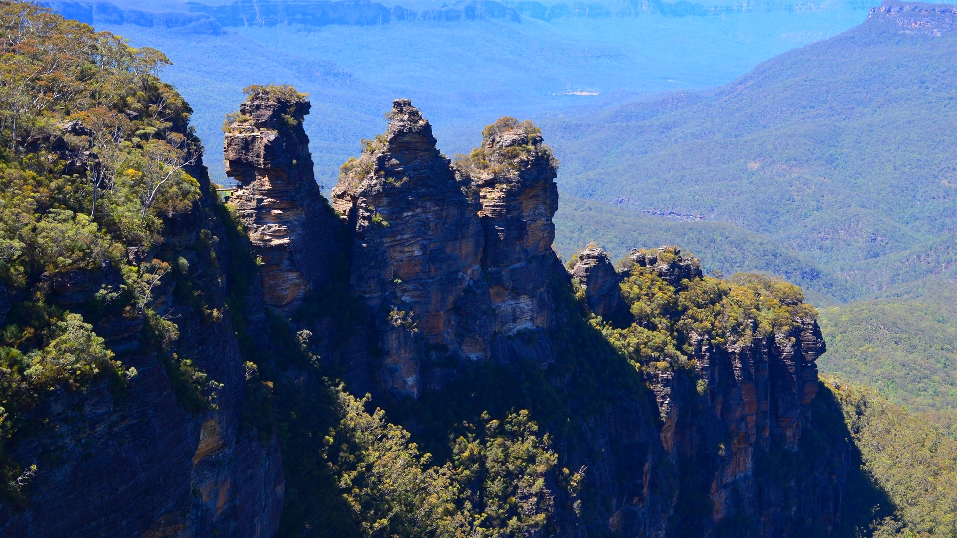 Blue Mountains Katoomba Mountain Rock Three Sisters Australia Cliff Australia Nature Scenic 1920x1080
