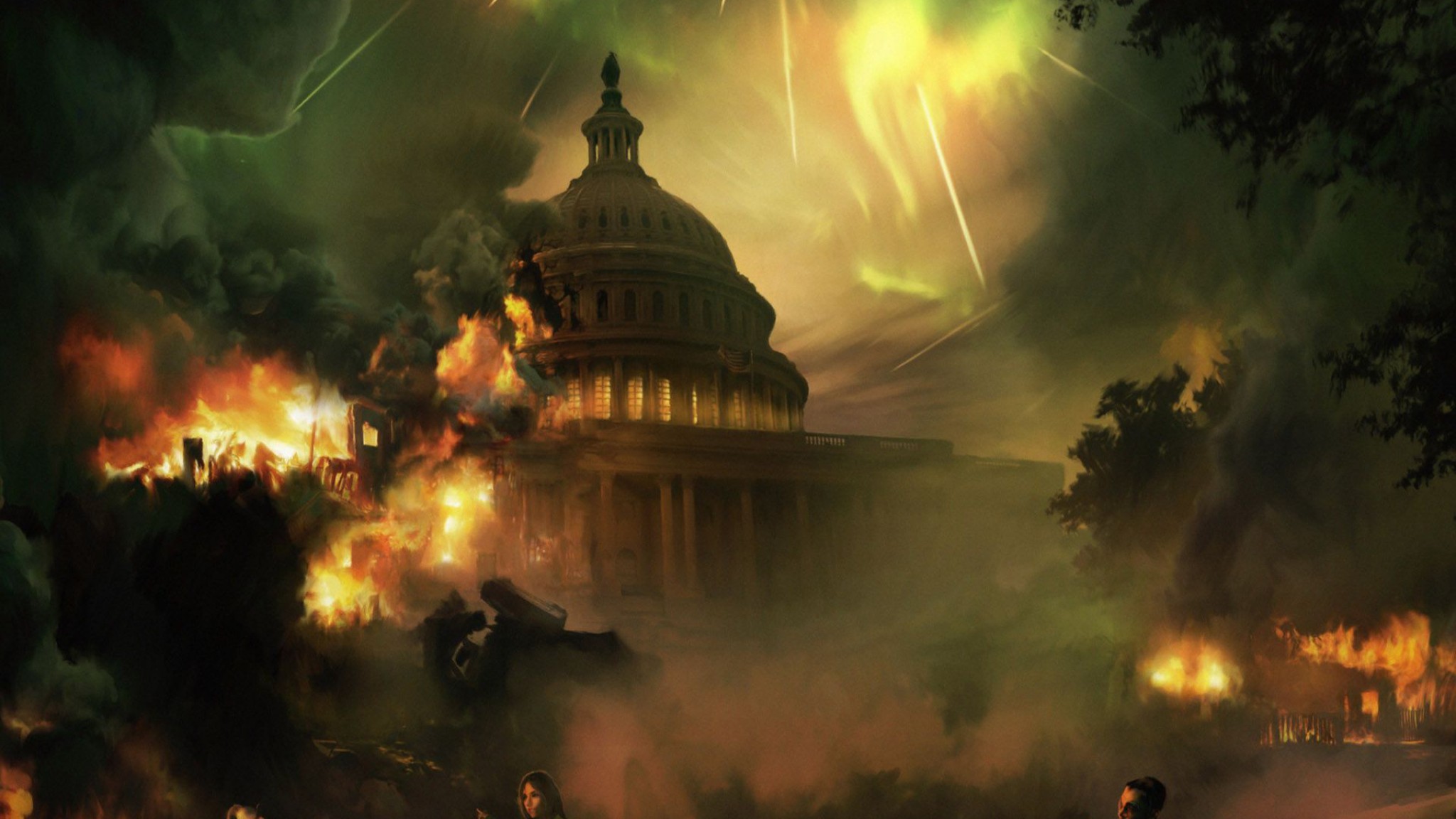 Fantasy Apocalypse War Fire Destruction White House 2048x1152