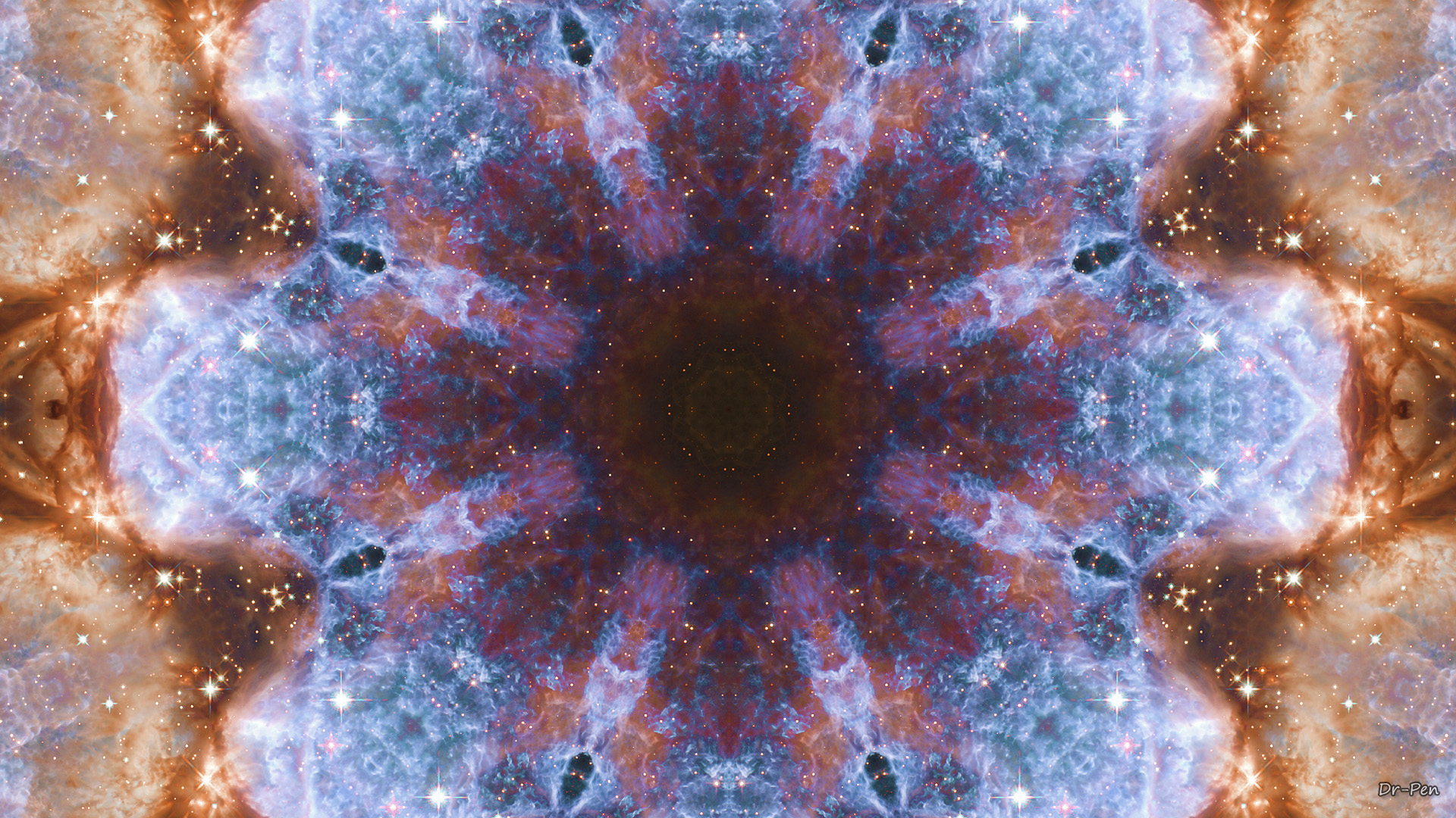 Artistic Manipulation Digital Art Abstract Mandala Space Galaxy Pattern 1920x1080