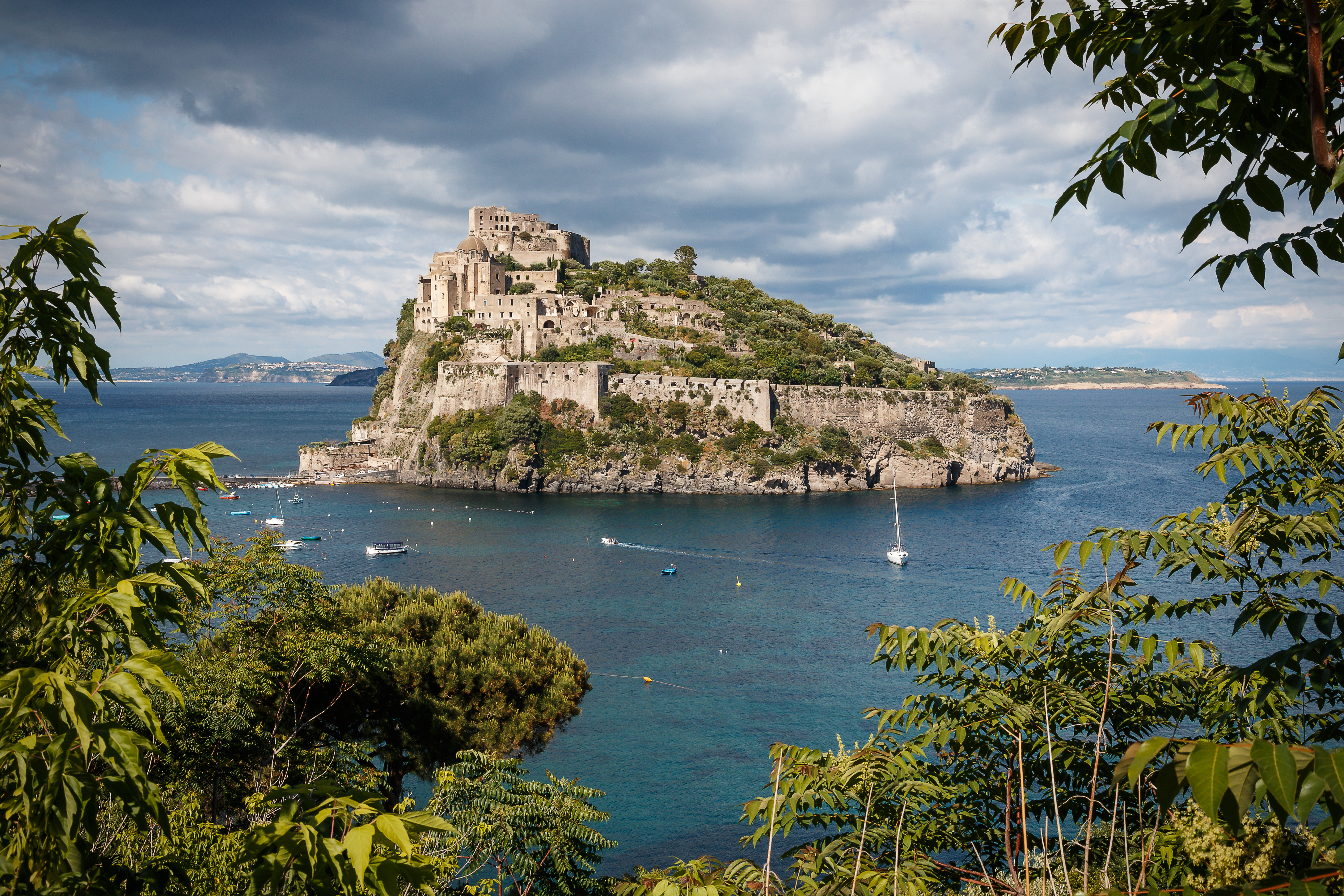 Aragonese Castle Ischia Gulf Of Naples Italy Sea Volcanic Rock Castle 4350x2900