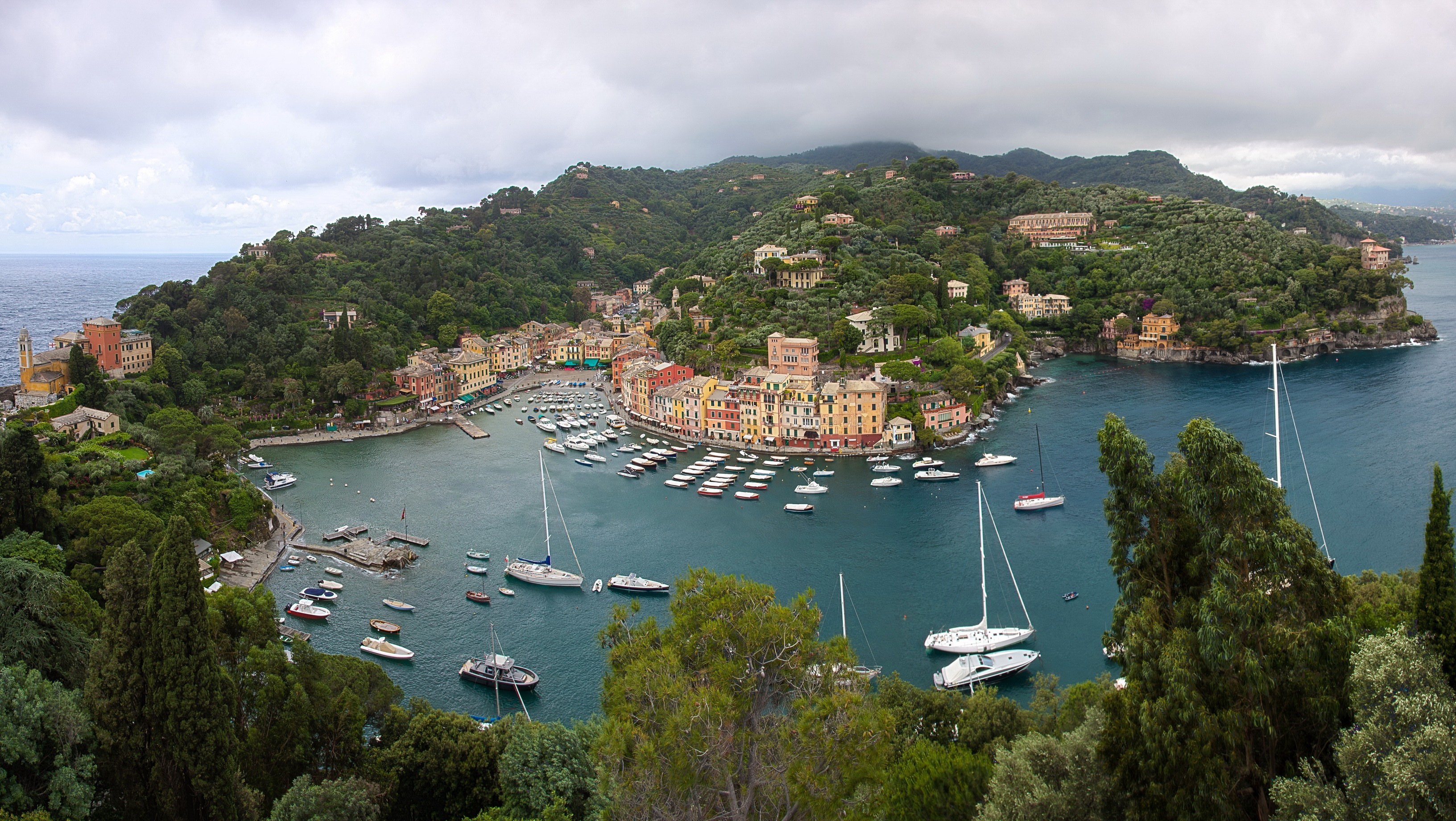 Portofino Genoa Liguria Italy City House Island Forest Boat Water Village 3264x1840